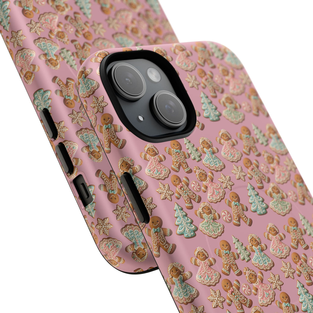 Phone Case — Pink Gingerbread Cookies Pattern Tough Magnetic Case