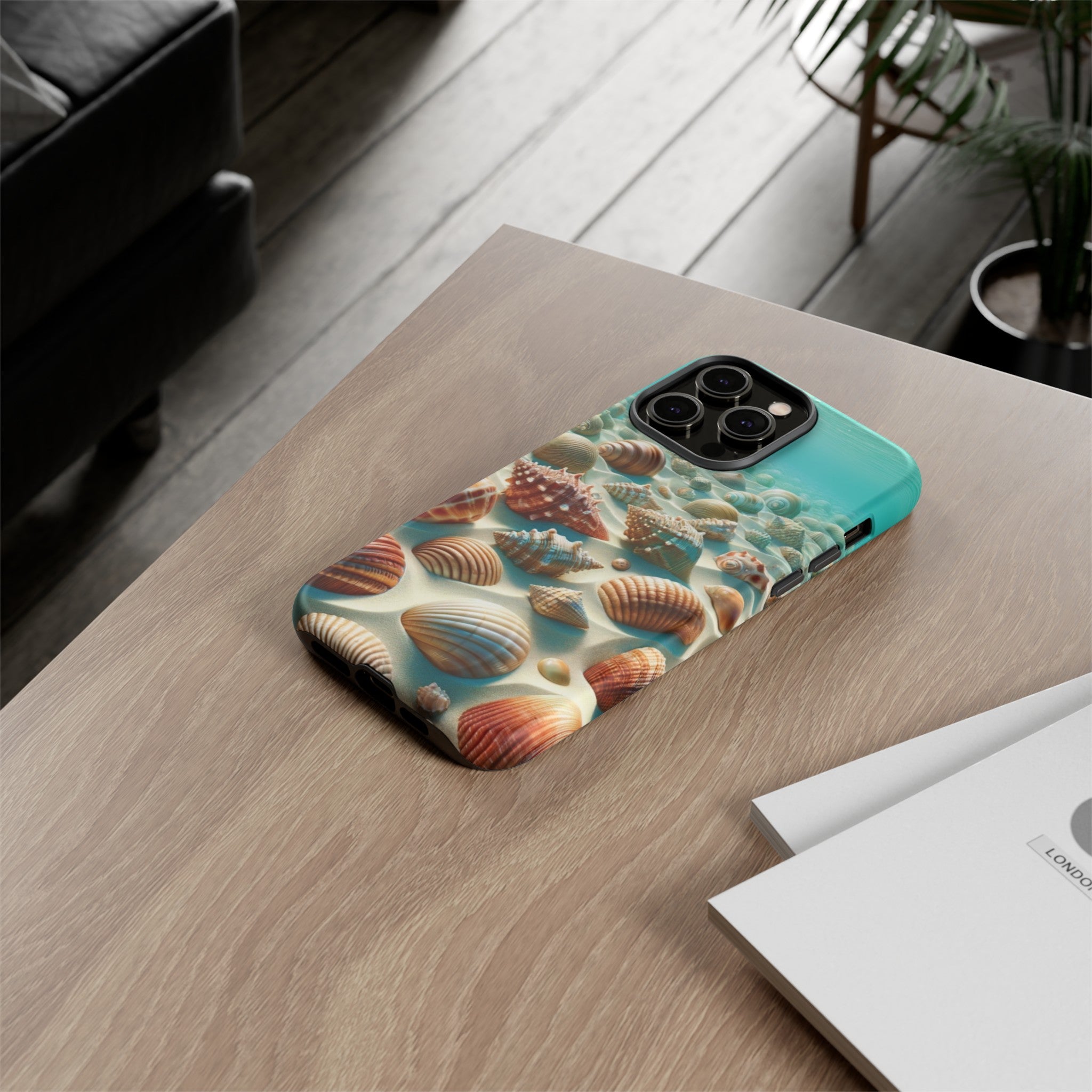 Plush Ocean Bliss Turquoise Seashell Ocean Beach View Protective Phone Case Gift for Her Phone 15, Samsung iPhone Samsung Gift for Her Case iPhone 15, Samsung iPhone Samsung Accessory Gift for Her.