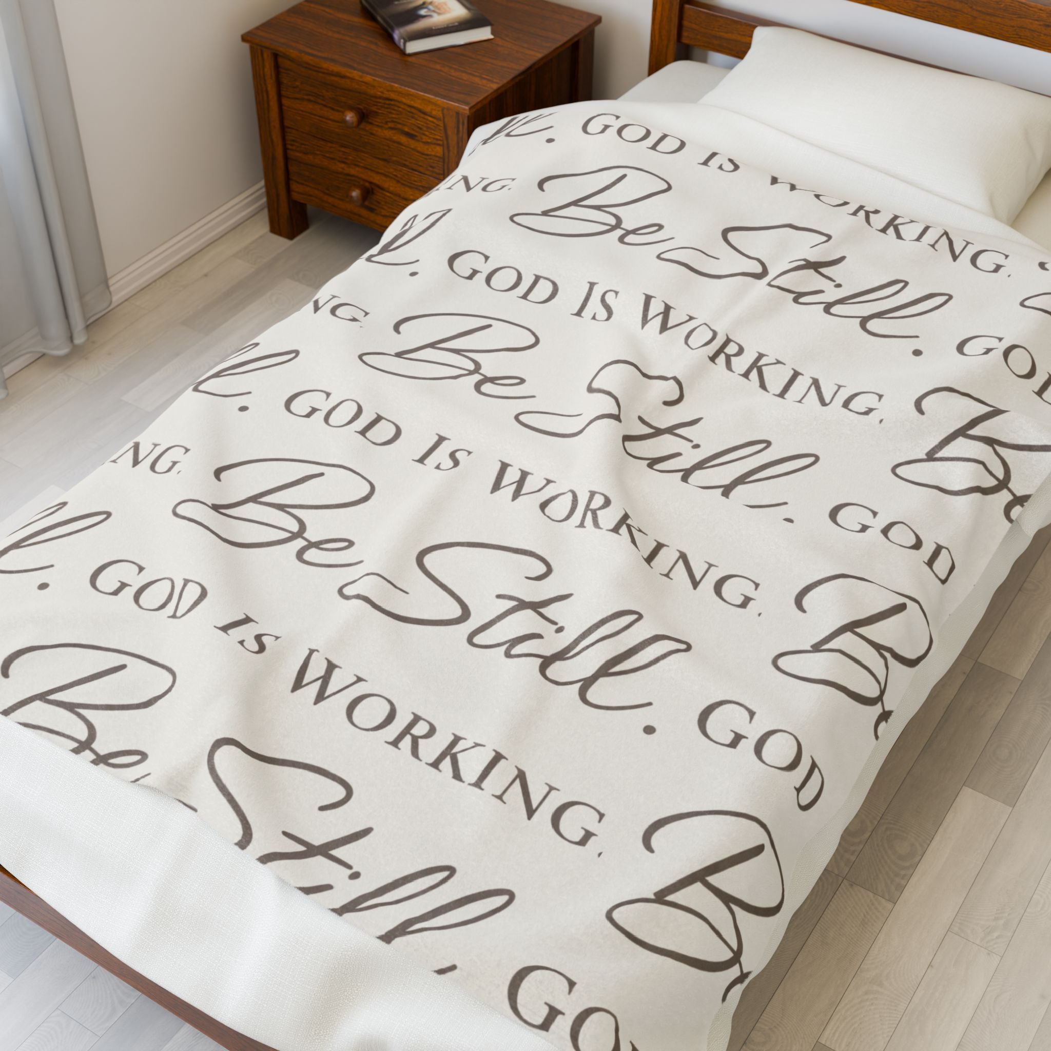 Be Still God Is Still Working Minky Velveteen Plush Blanket | Inspirational Faith Throw Cozy