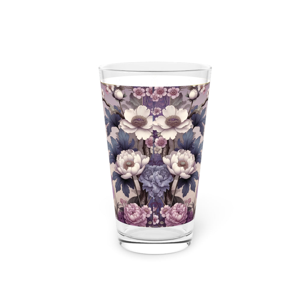 Purple Wildflower Pint Glass Colorful Floral Drinkware for Home & Bar, 16 oz Housewarming, Wedding, Bridal Shower Glass, Mother's Day Party Drinkware, Housewarming Perfect Gift Party Drinkware, Cocktail, Wedding Perfect for Parties - MRSBYVALLE