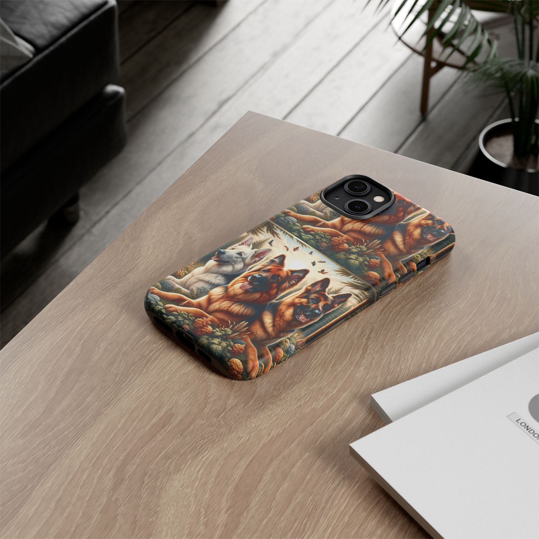 German Shepherd Phone Tough Case Floral Elegant Durable Dog Lover Devices iPhone 15, Samsung iPhone Samsung Accessory Gift for Her