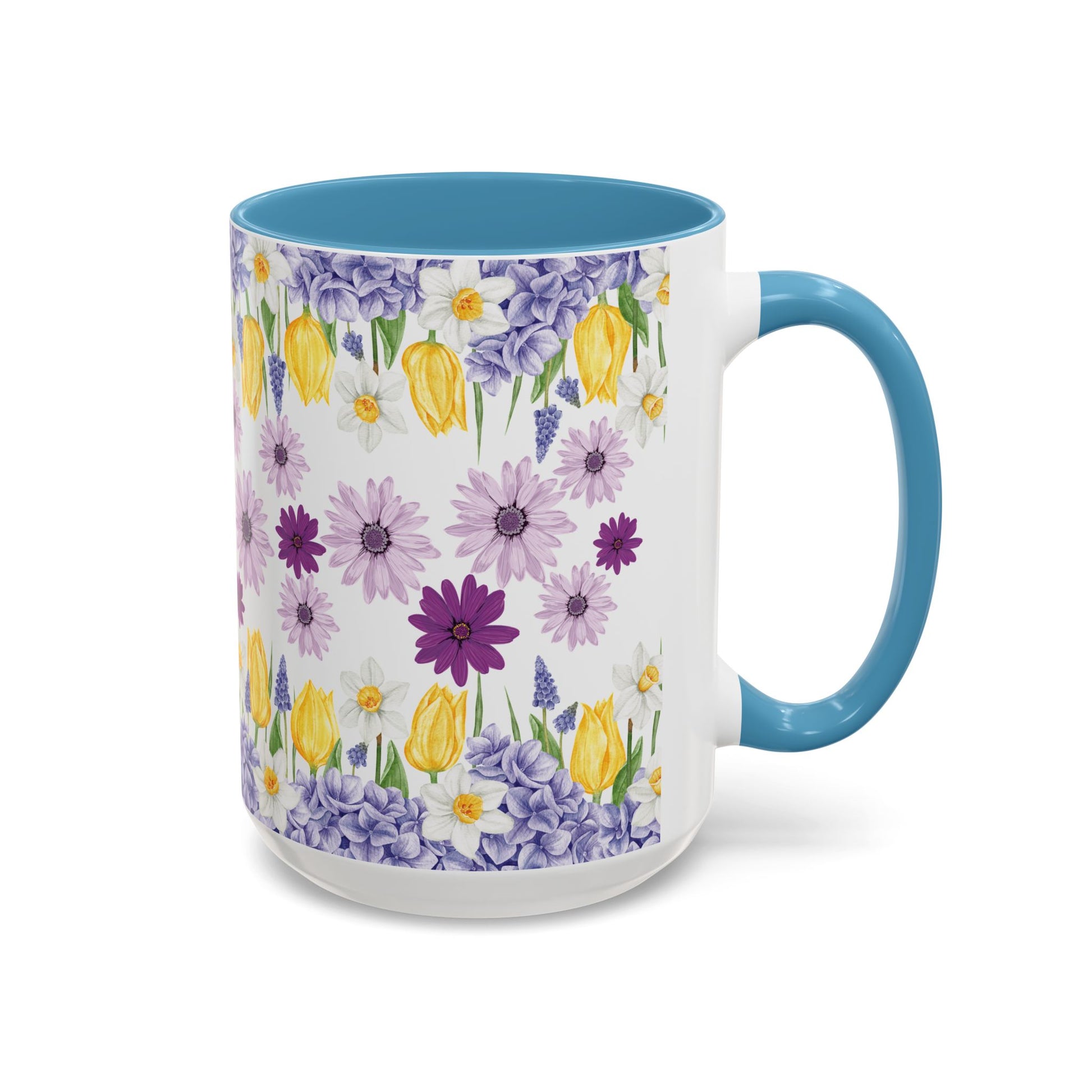 Botanical Floral Mug  Lavender & Yellow Flowers, Ceramic 11oz & 15oz Cup, Ideal Gift for Coffee Lovers, Mother's Day, or Cozy Spring Mornings