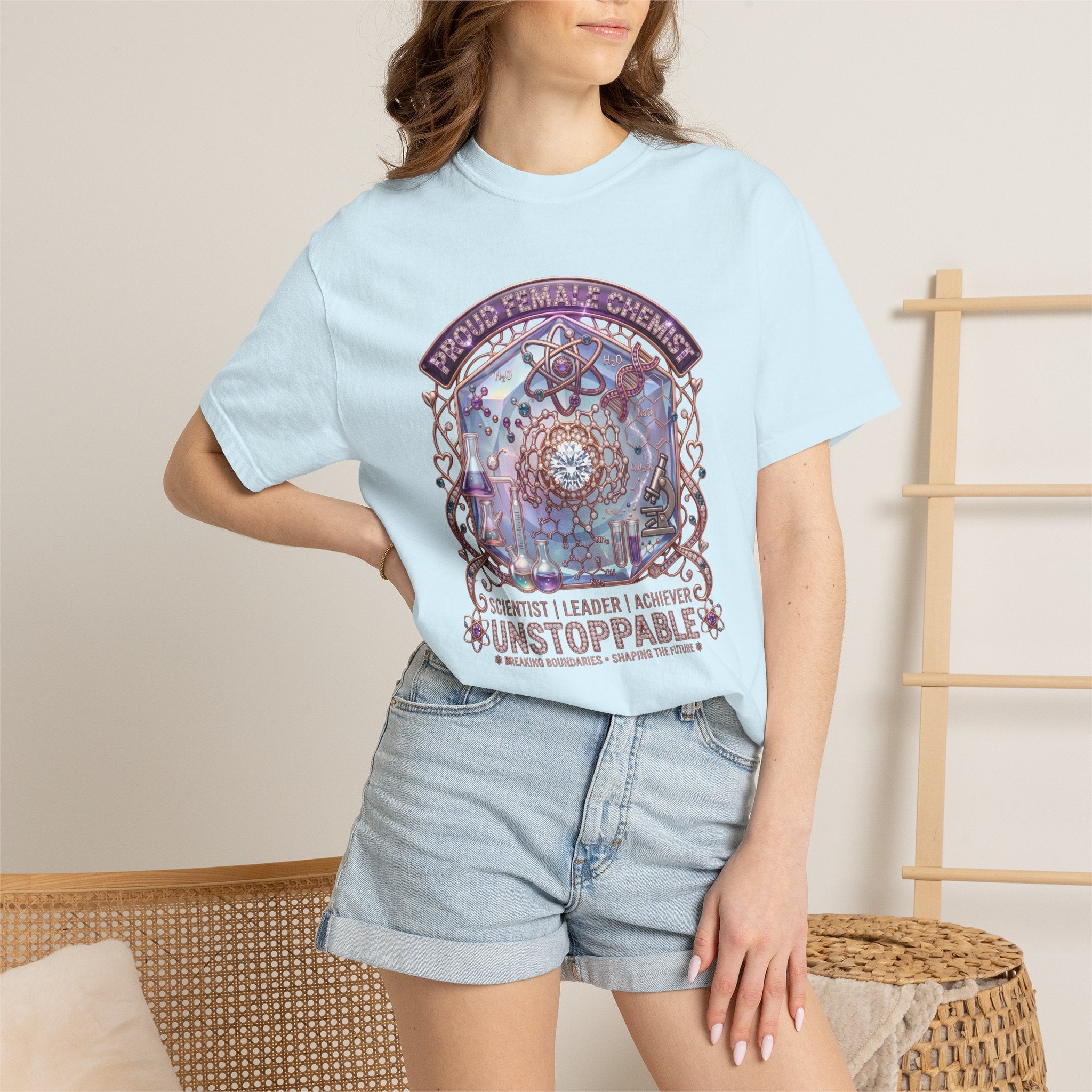 T-Shirt 'Unstoppable' Scientist Leader Achiever Graphic Tee Proud Chemist. Scientist. Leader. Unstoppable. STEM Graphic Tee