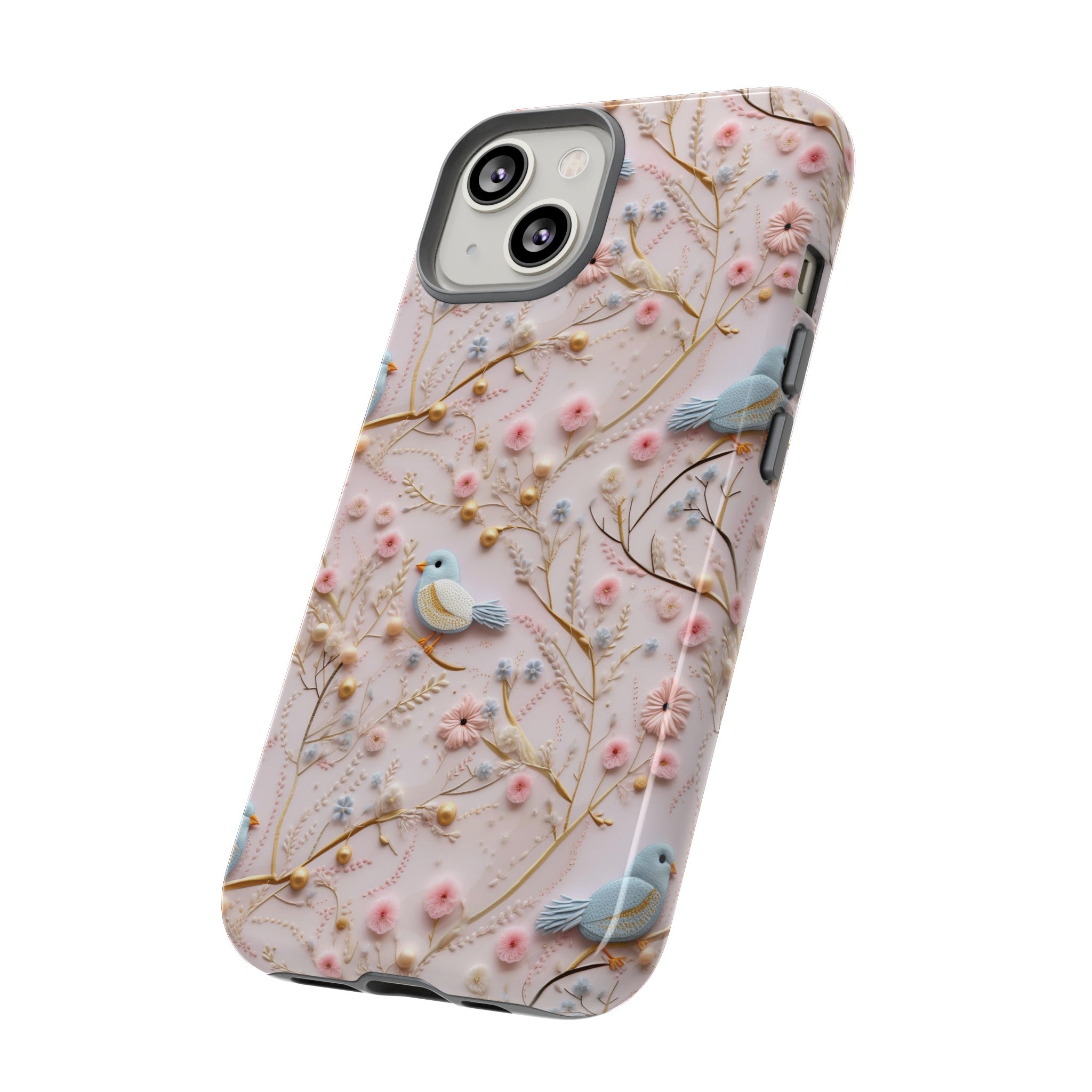 3D Birds Elegant Faux Flowers Phone Case Stylish & Durable for iPhone Samsung Gift iPhone 15, 14, 13 Samsung Pixel Gift for Mom Accessory Gift for Her