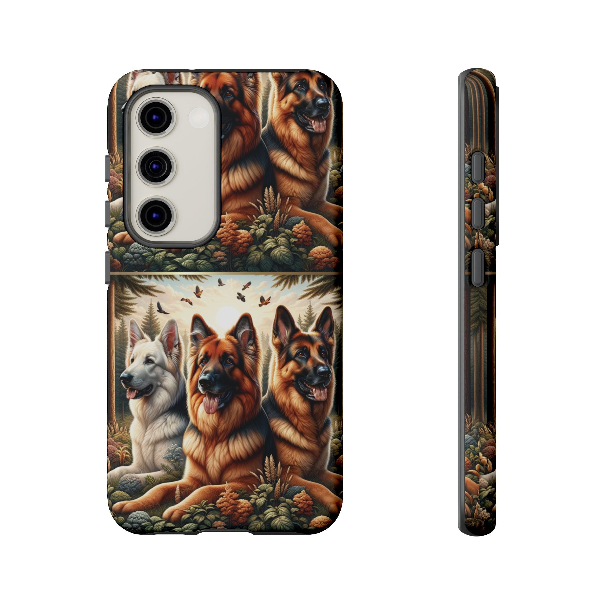 German Shepherd Phone Tough Case Floral Elegant Durable Dog Lover Devices iPhone 15, Samsung iPhone Samsung Accessory Gift for Her