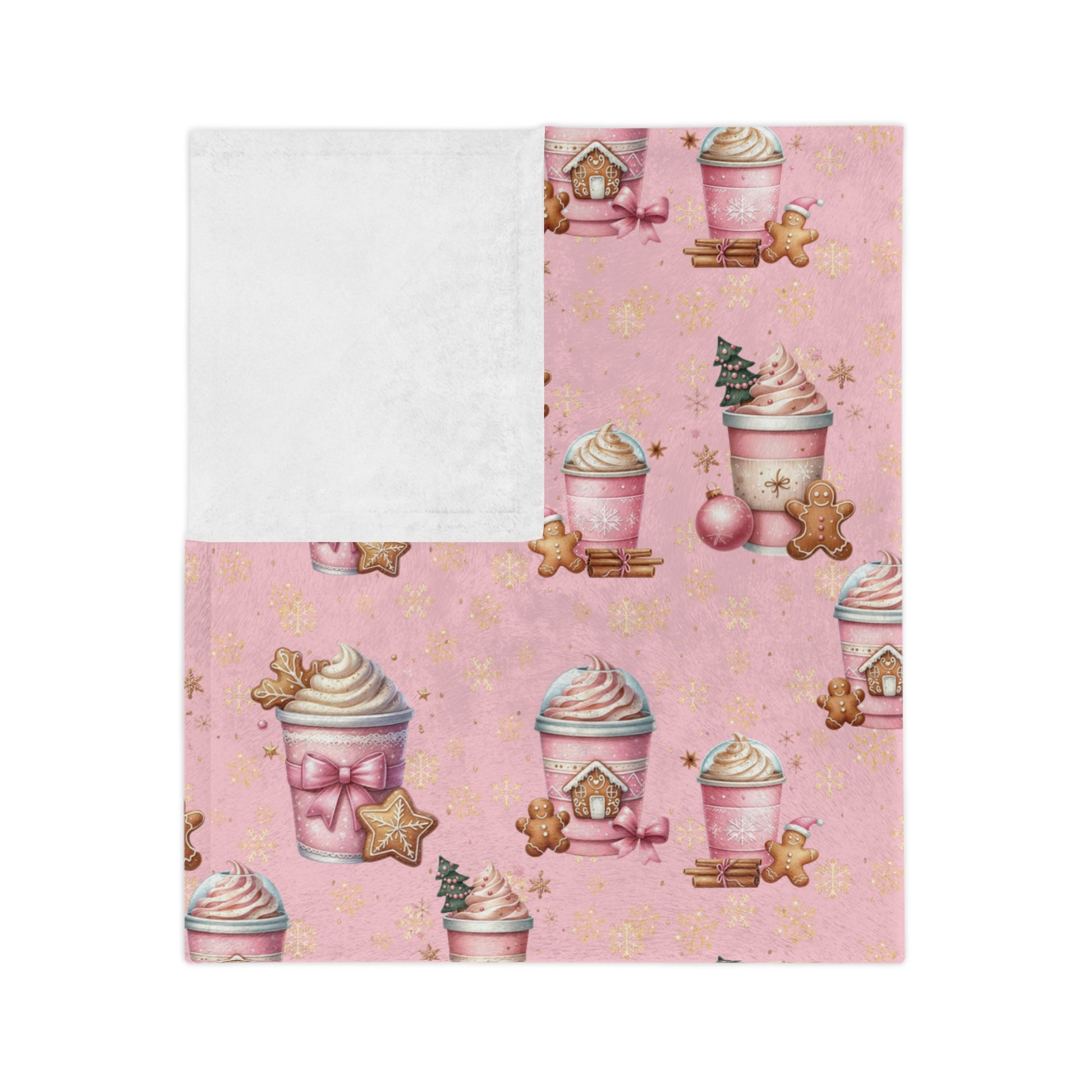Cozy Christmas Pink Gingerbread People with Coffee Minky Blanket Soft, Festive, and Perfect for Holiday Snuggles and Gifting Housewarming Gift Throw - MRSBYVALLE