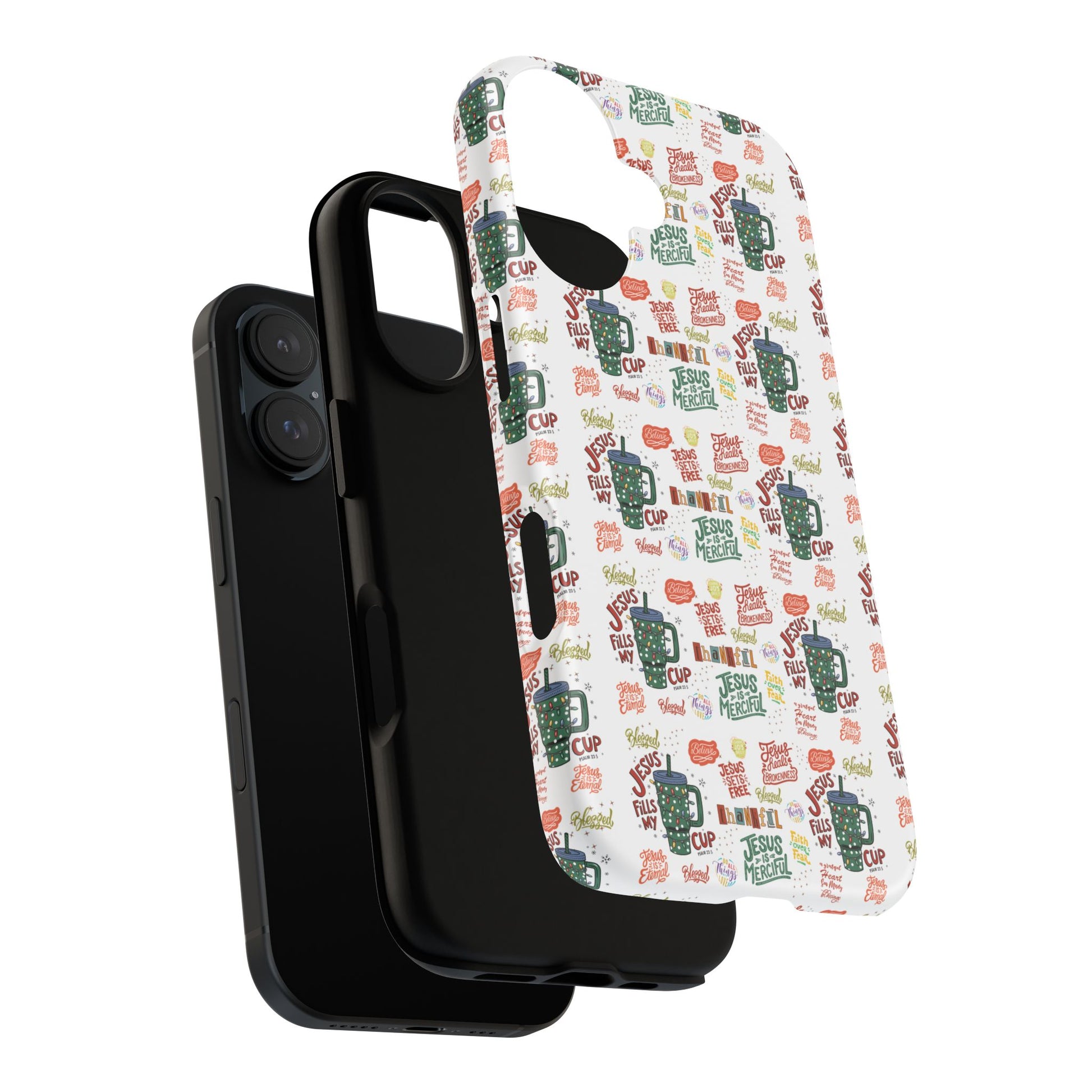 Jesus Fill My Cup Phone Case Cute Floral Design in Red, Pink, Blue – Aesthetic Protective Case for iPhone and  Android