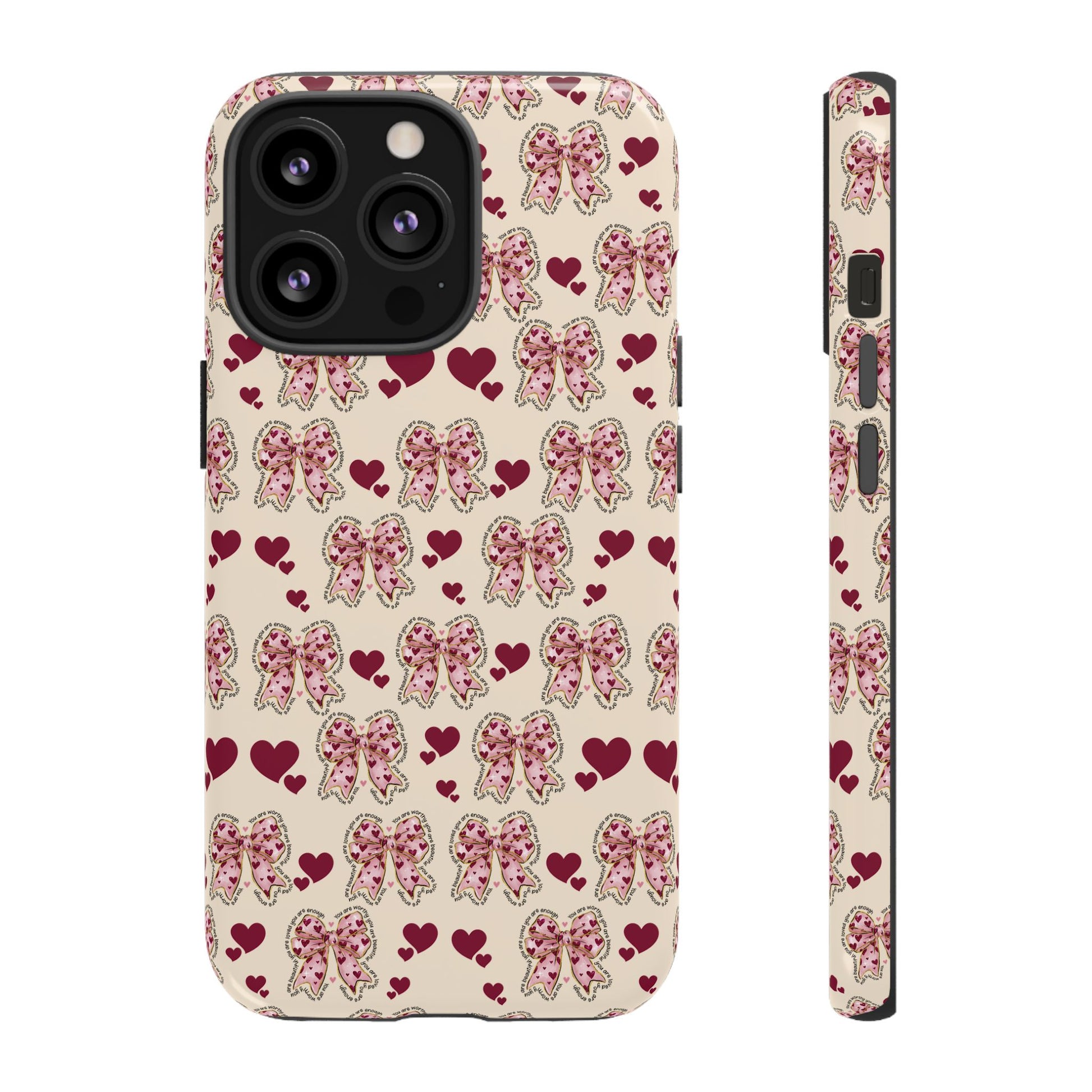 Charming Hearts & Pink Bows Phone Case Stylish & Durable Protection for Your Device | Scratch-Resistant, Slim Fit, and Lightweight Design for Everyday Use for iPhone & Android | Fresh Nature-Inspired Design!