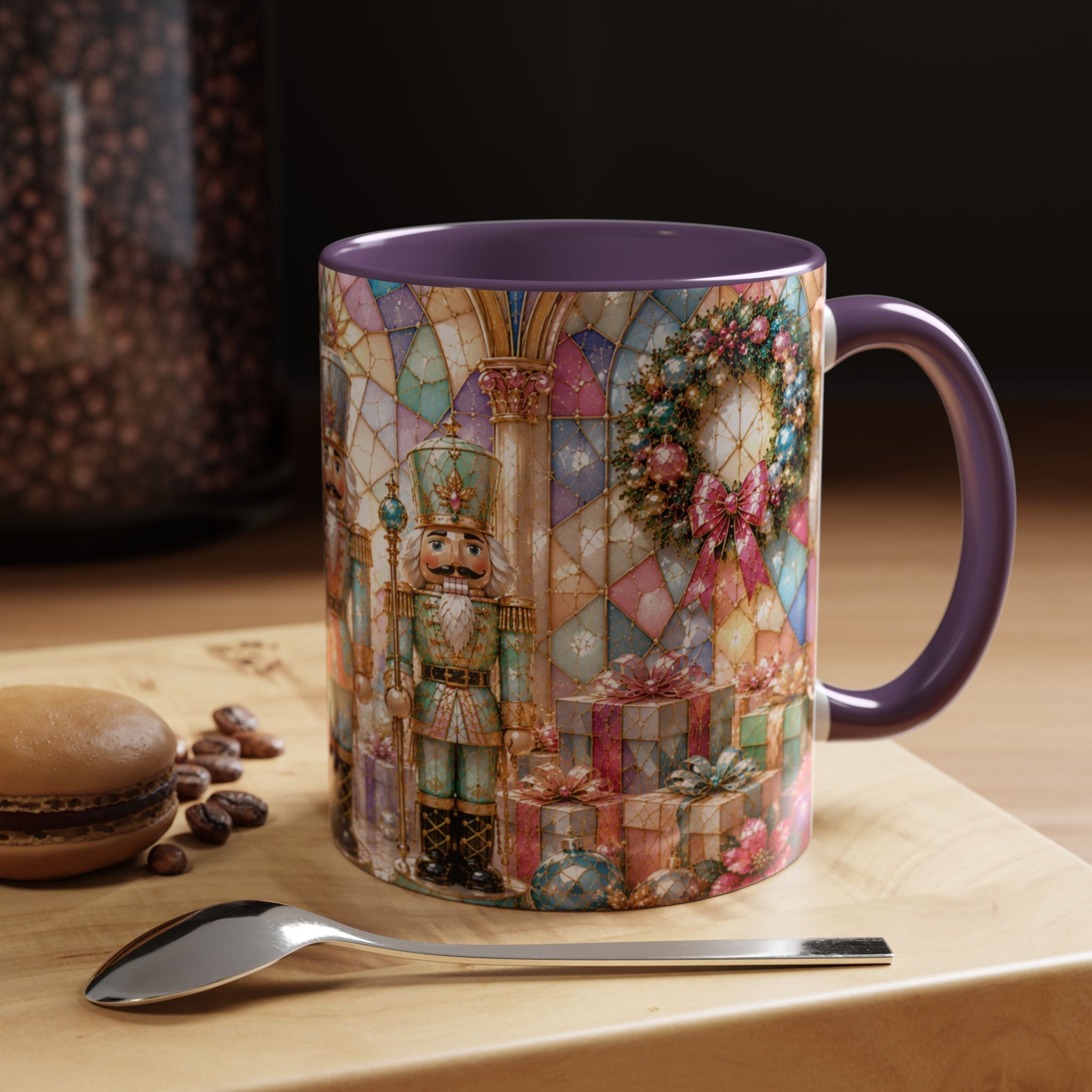 Nutcracker Christmas Coffee Mug – Festive Stained-Glass Holiday Accent Cup (11/15oz) Gift for Her
