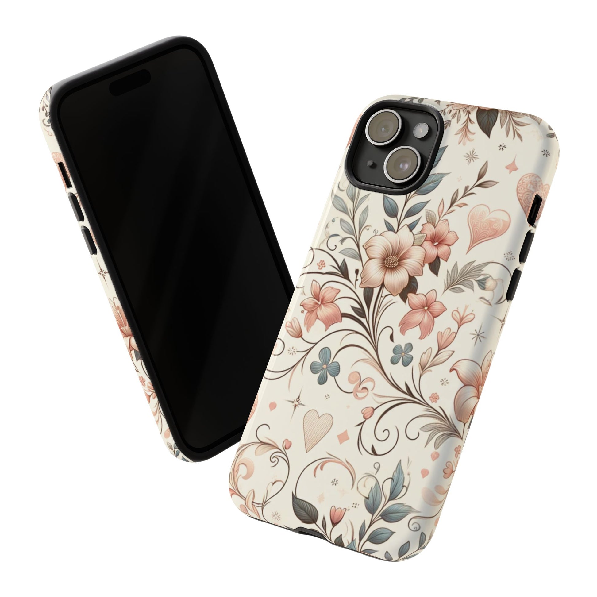 Floral Design Luxury Phone Tough Case Floral Elegant Durable Stylish for Modern Devices iPhone 17, 16 15, Samsung iPhone Samsung Accessory Gift for Her
