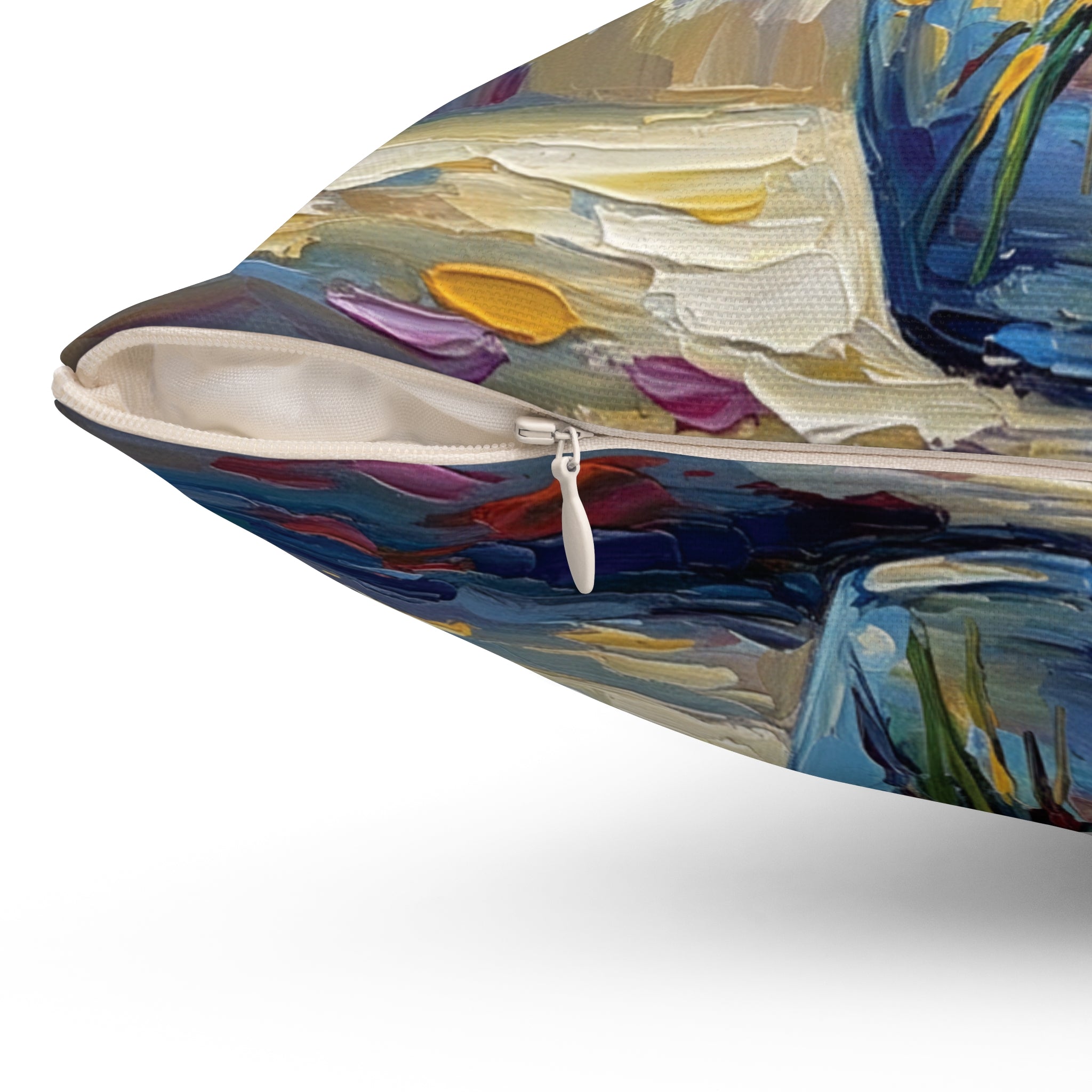 Luxury Floral Oil Painting Illusion Pillow — Decorative Square Throw Pillow