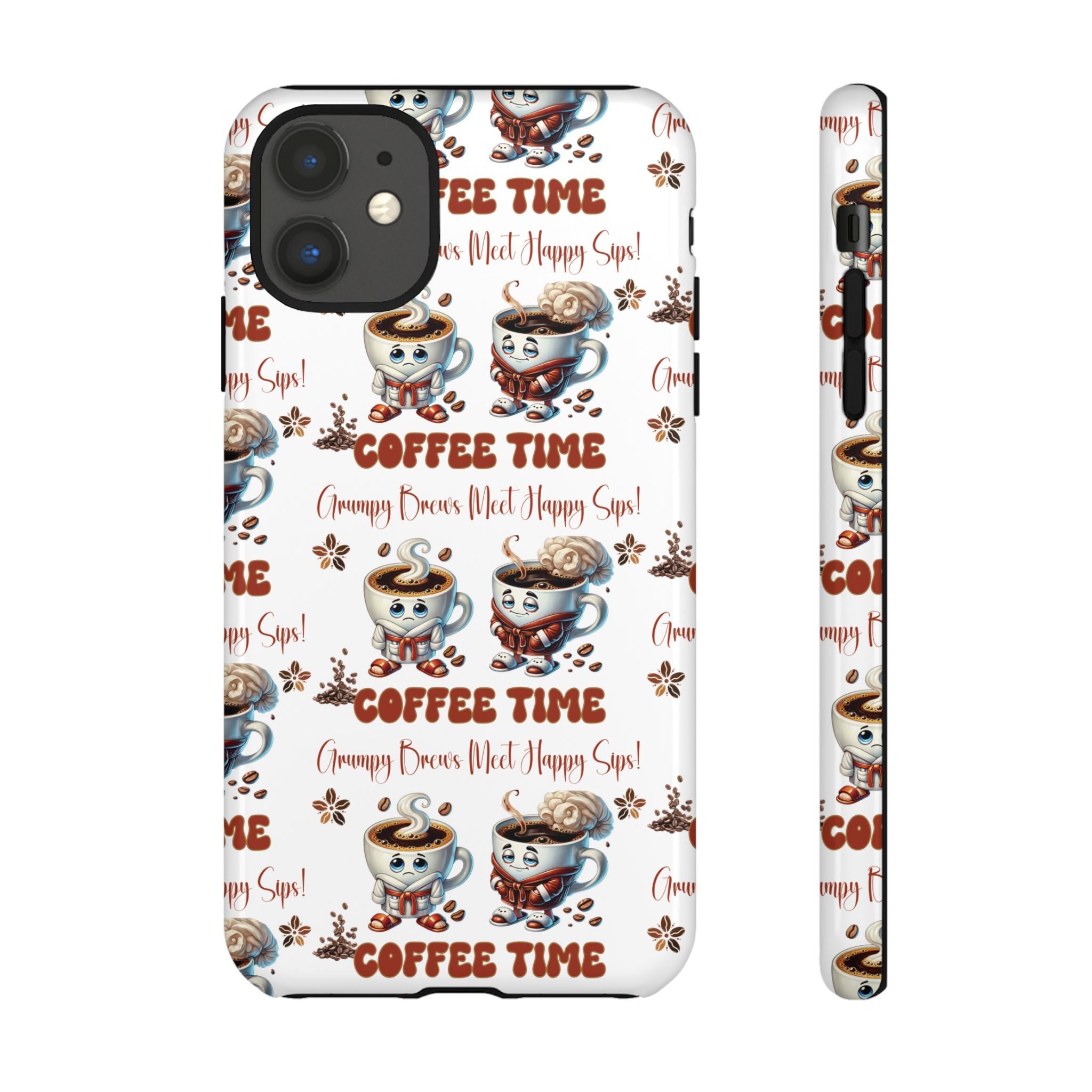 Grumpy Brews Meet Happy Sips Phone Case Compatible with iPhone, Samsung & Pixel | Fun, Durable Protection for Coffee Lovers | Unique Design, Shockproof & Scratch-Resistant Perfect for Coffee Lover - MRSBYVALLE