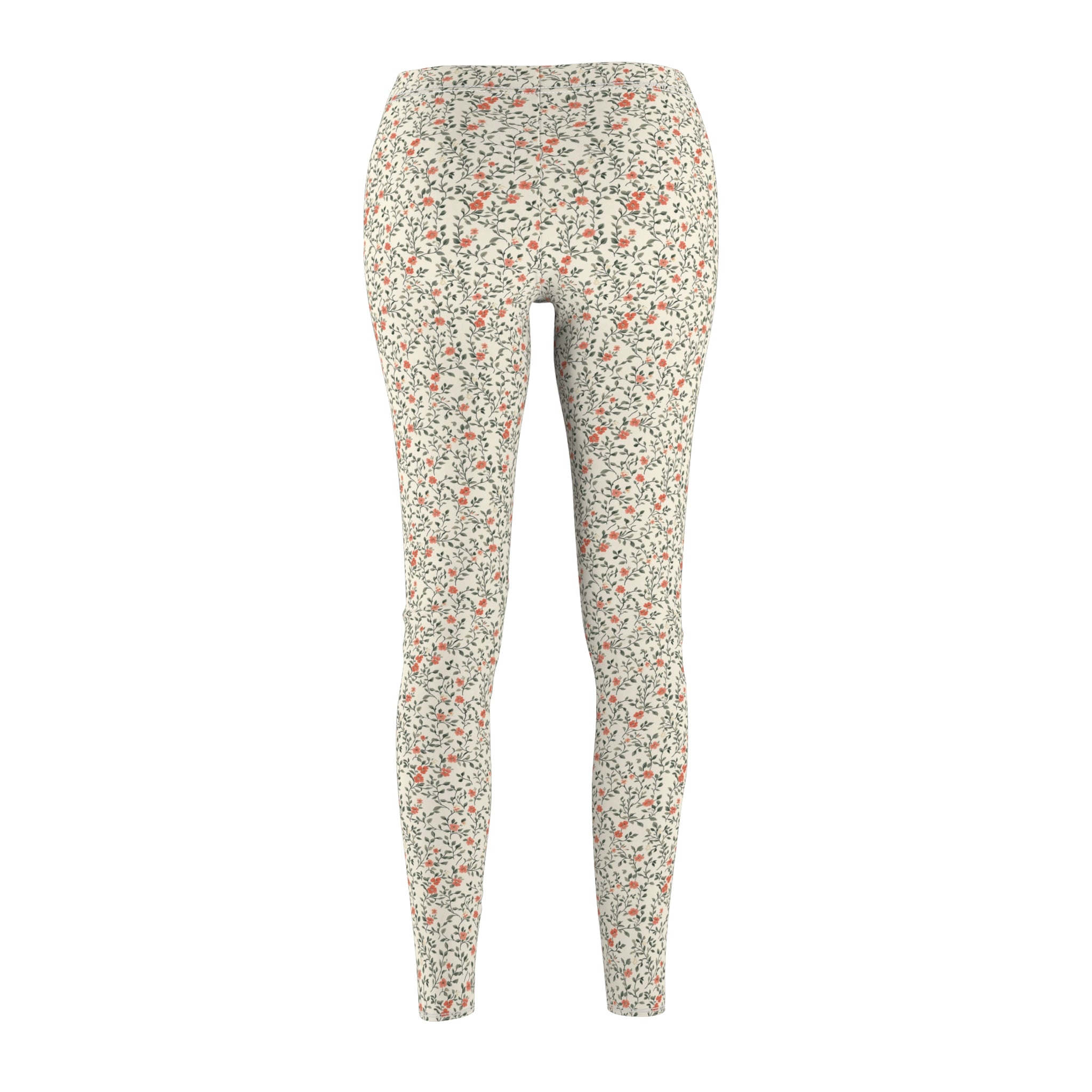 Elegant Orange Floral & Beige Abstract Leggings – Perfect Casual Pants for Everyday Wear, Yoga, or Lounging | Soft, Stretchy, and Stylish for Active Comfort  Available in Plus Sizes - MRSBYVALLE