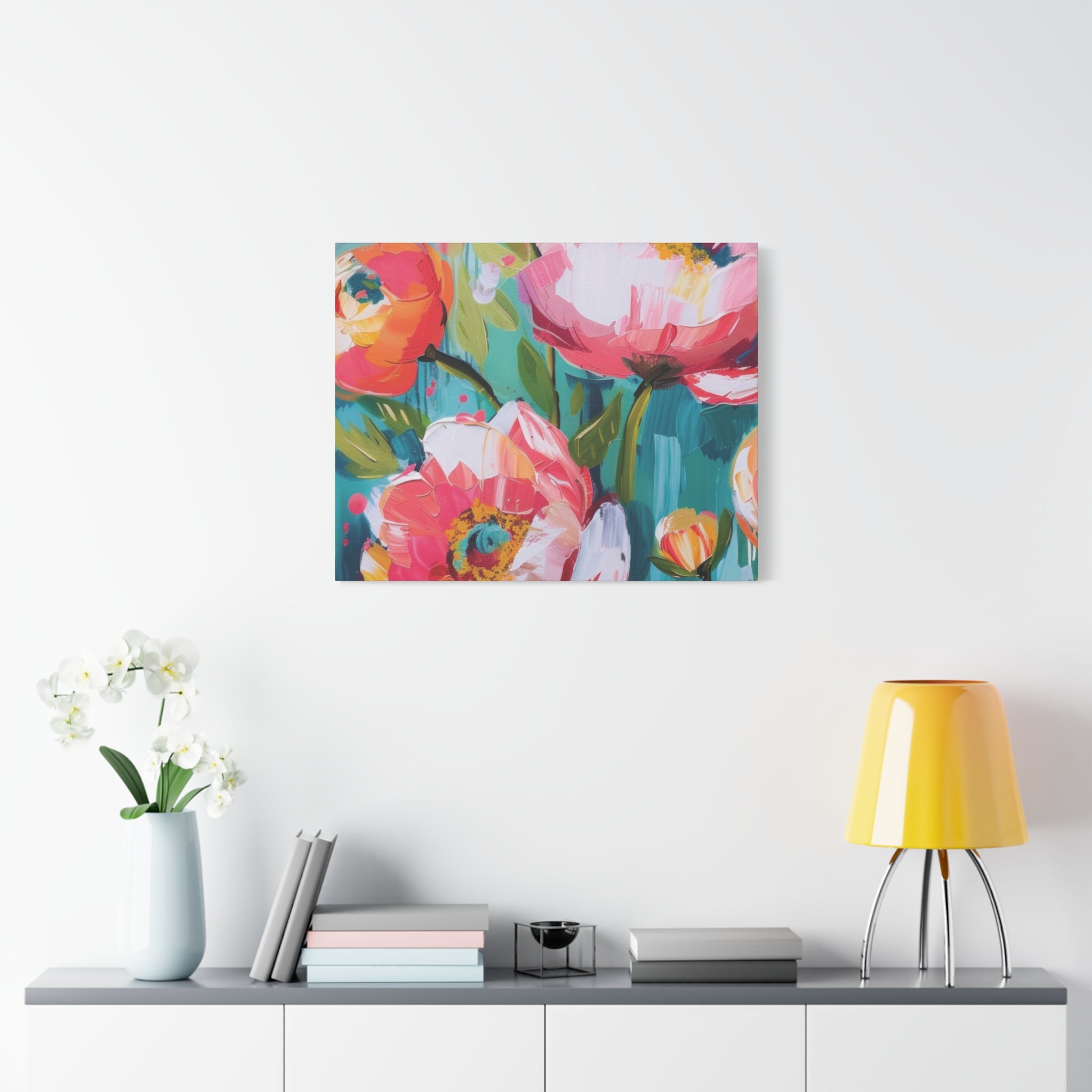 Unique Boho Floral Wall Art Matte Canvas Stretched, Vibrant Botanical Design, Perfect for Living Room, Bedroom, or Office Decor, Adds a Stylish Touch to Any Space - MRSBYVALLE