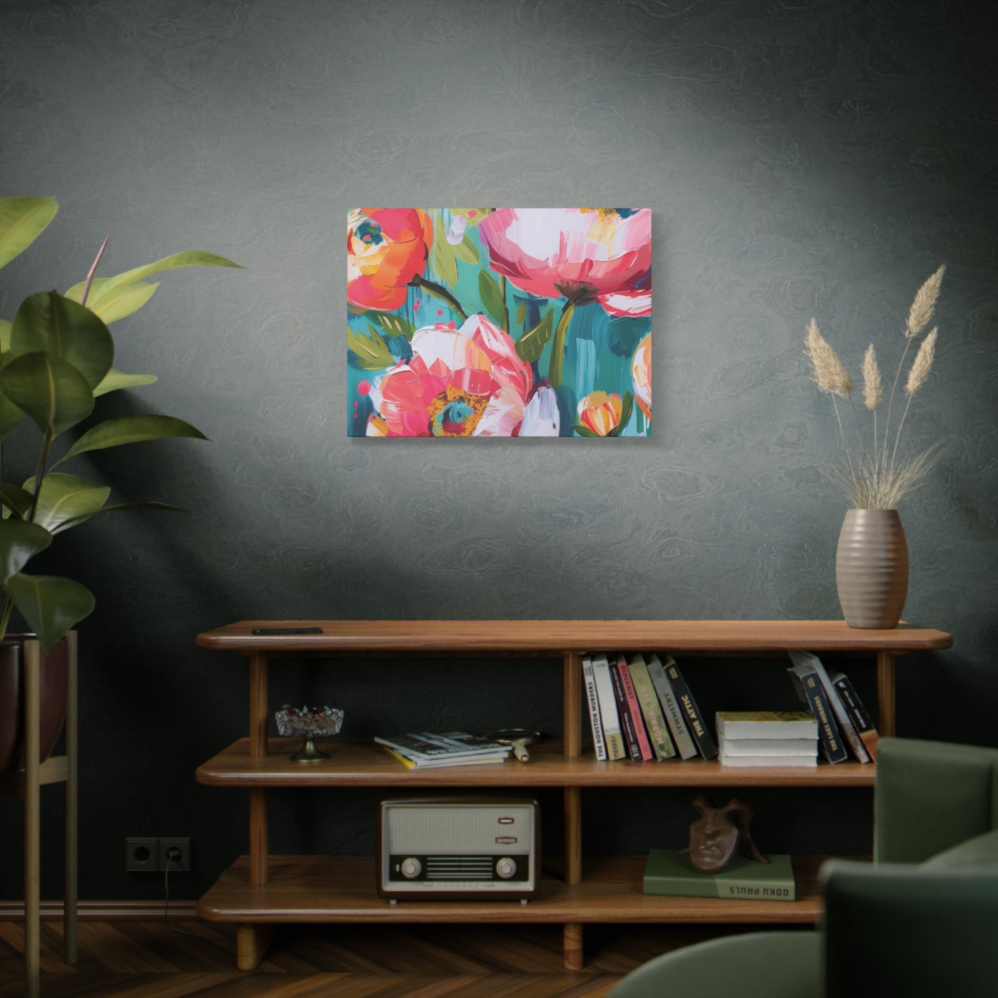 Unique Boho Floral Wall Art Matte Canvas Stretched, Vibrant Botanical Design, Perfect for Living Room, Bedroom, or Office Decor, Adds a Stylish Touch to Any Space - MRSBYVALLE