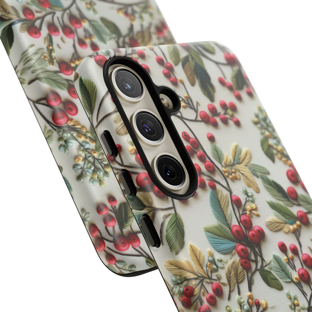Holly Christmas Wildflowers Boho Chic Design Phone Case - Stylish, Protective Cover for All Models Gift for Mom Accessory Gift for Her