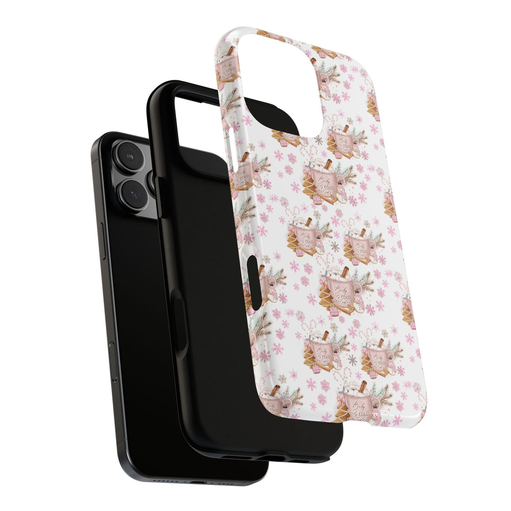 Baby it's Cold Outside Pink and White Phone Case Unique Holiday Protection for Your Device | Stylish & Durable Cover Gift for Her Phone 15, Samsung iPhone Samsung Accessory Gift for Her