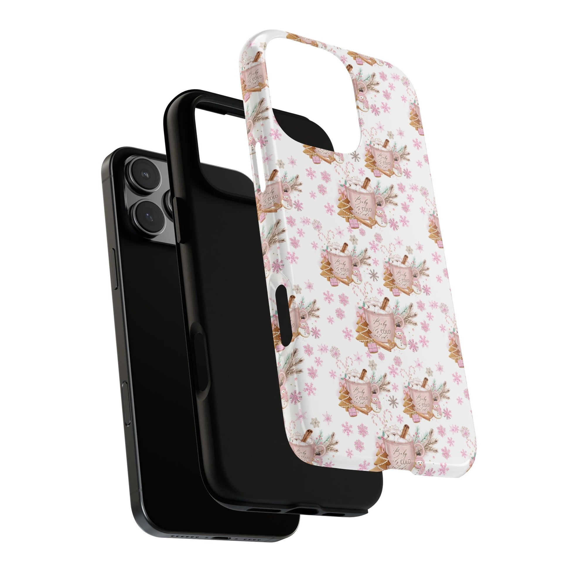Baby it's Cold Outside Pink and White Phone Case Unique Holiday Protection for Your Device | Stylish & Durable Cover Gift for Her Phone 15, Samsung iPhone Samsung Accessory Gift for Her