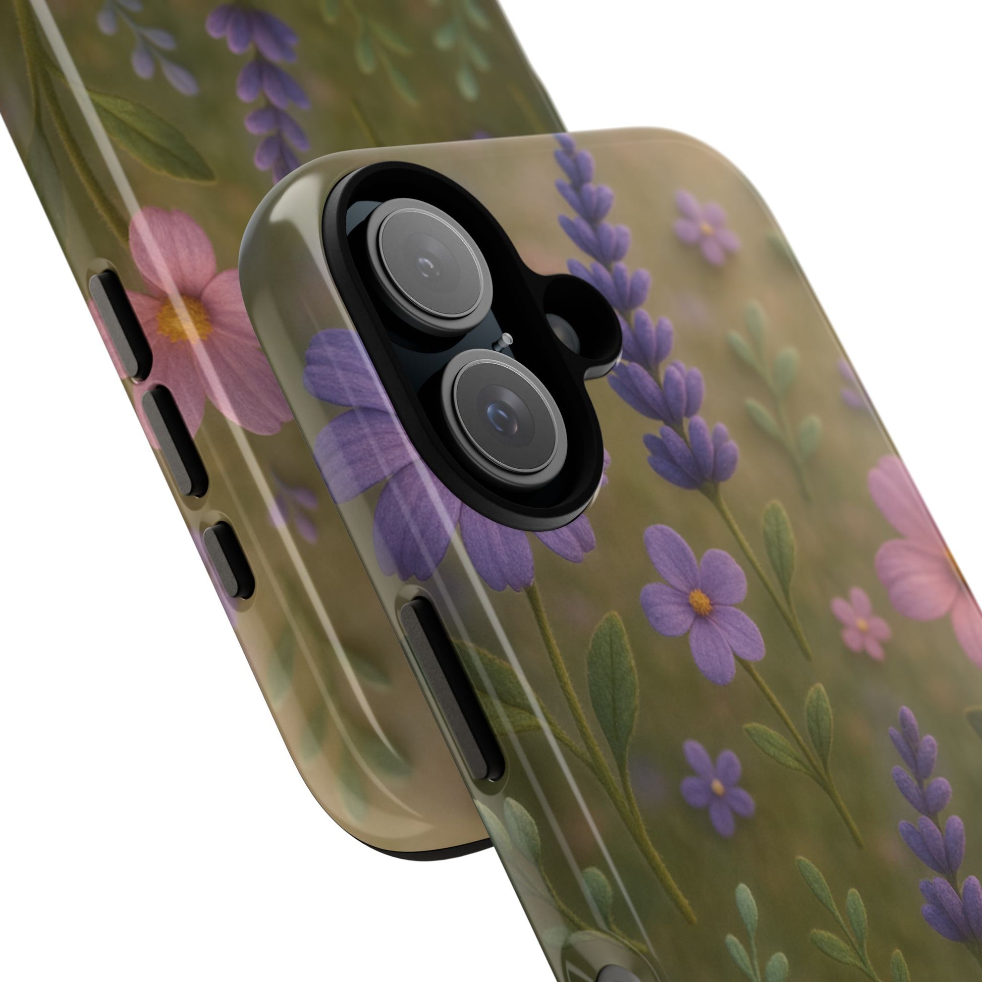 Pastel Flowers 3D Illusion Wildflower Phone Case Cute Pastel Floral Design in Lavender, Pink, Mint Green Aesthetic Protective Case for iPhone and  Android