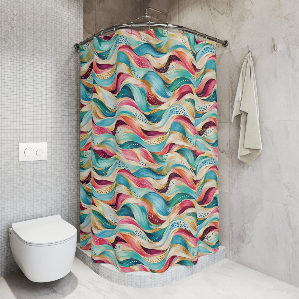 Colorful Abstract Wave Shower Curtain