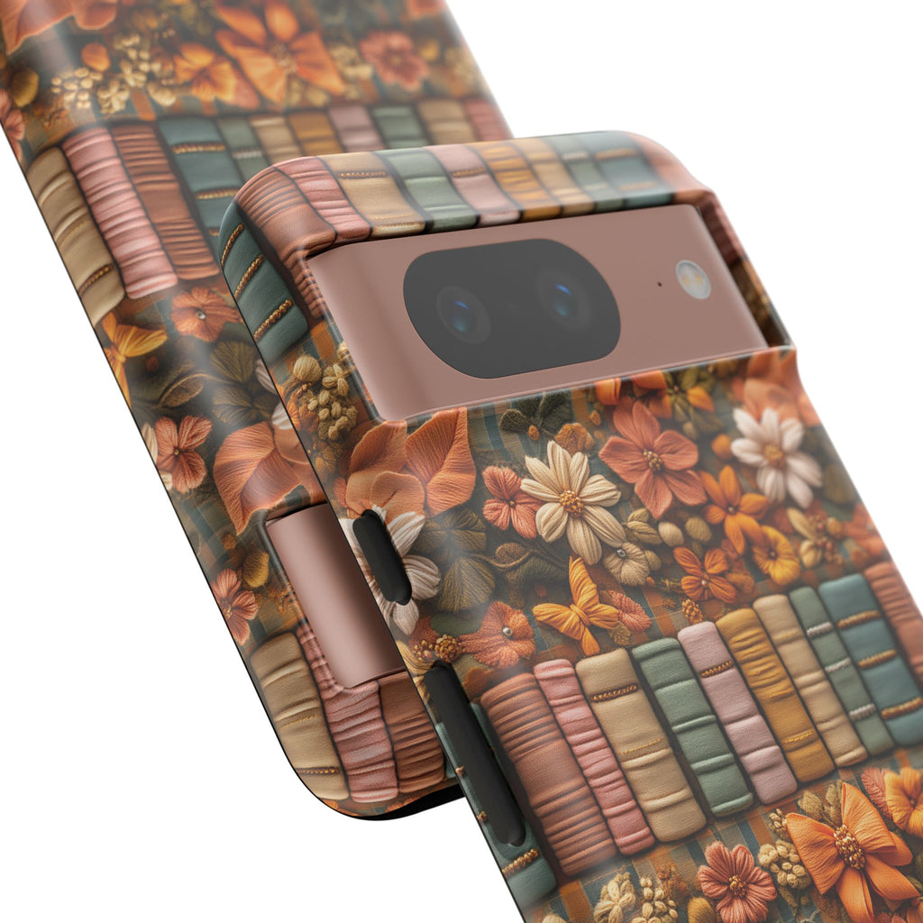 3D Illusion Boho Floral and Books Phone Case Gift for Her Phone 15, Samsung iPhone Samsung Gift for Her Case iPhone 15, Samsung iPhone Samsung Accessory Gift for Her