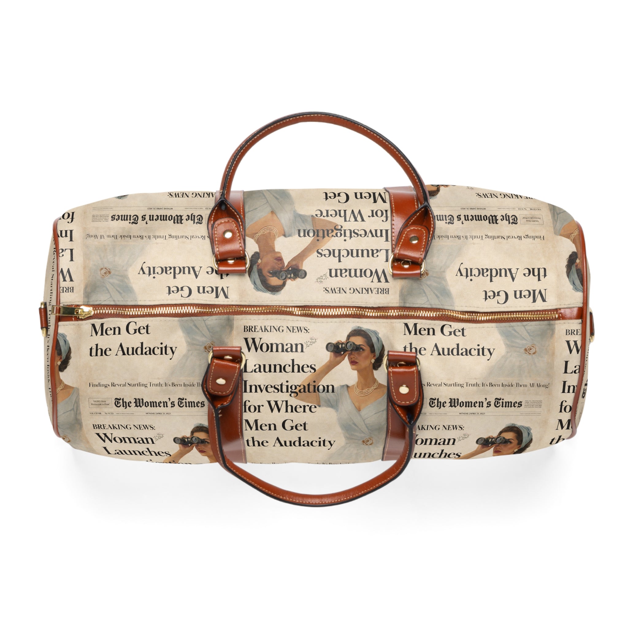 Funny Vintage Sarcastic Woman Waterproof Travel Bag | Retro Travel Tote Weekend Bag