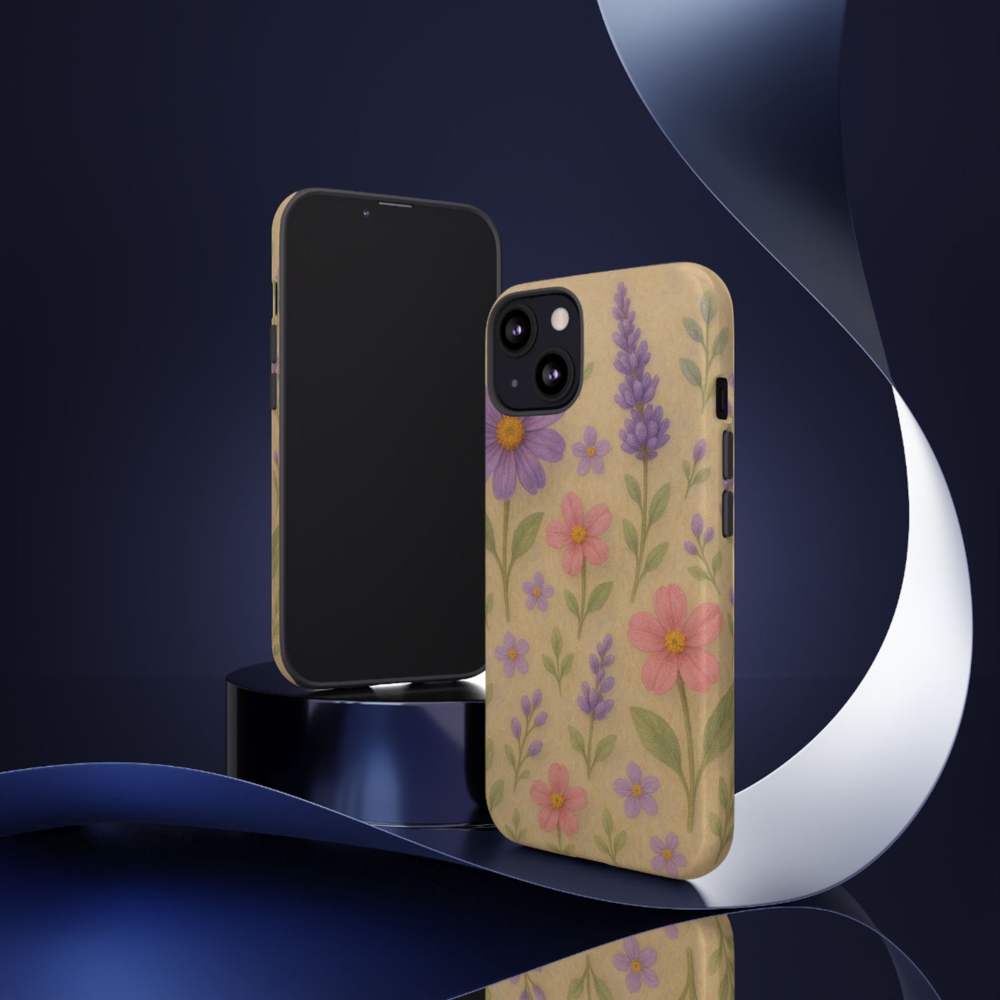 3D Illusion Wildflower Phone Case Cute Pastel Floral Design in Lavender, Pink, Mint Green – Aesthetic Protective Case for iPhone and  Android