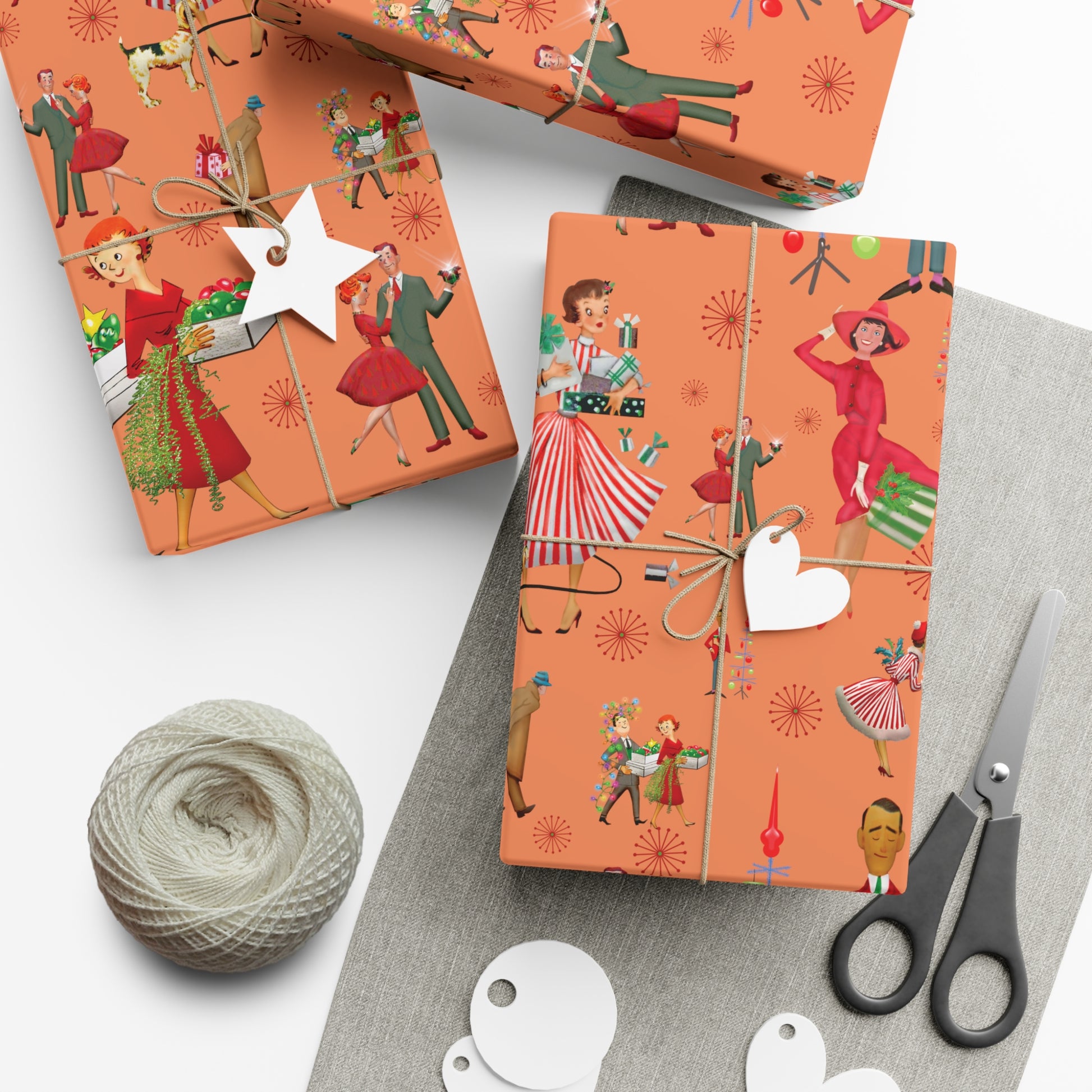 Christmas Vintage 50s Retro Wrapping Paper | Classic Holiday Designs | Nostalgic Gift Wrap | Mid-Century Holiday Patterns | Unique Retro Christmas Decorations | Festive Retro Style Christmas - MRSBYVALLE