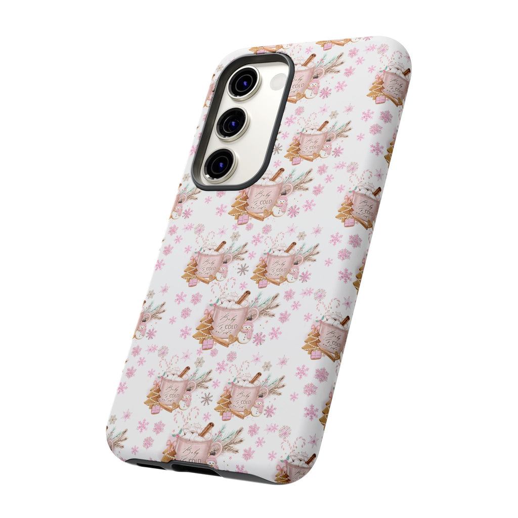 Baby it's Cold Outside Pink and White Phone Case Unique Holiday Protection for Your Device | Stylish & Durable Cover Gift for Her Phone 15, Samsung iPhone Samsung Accessory Gift for Her