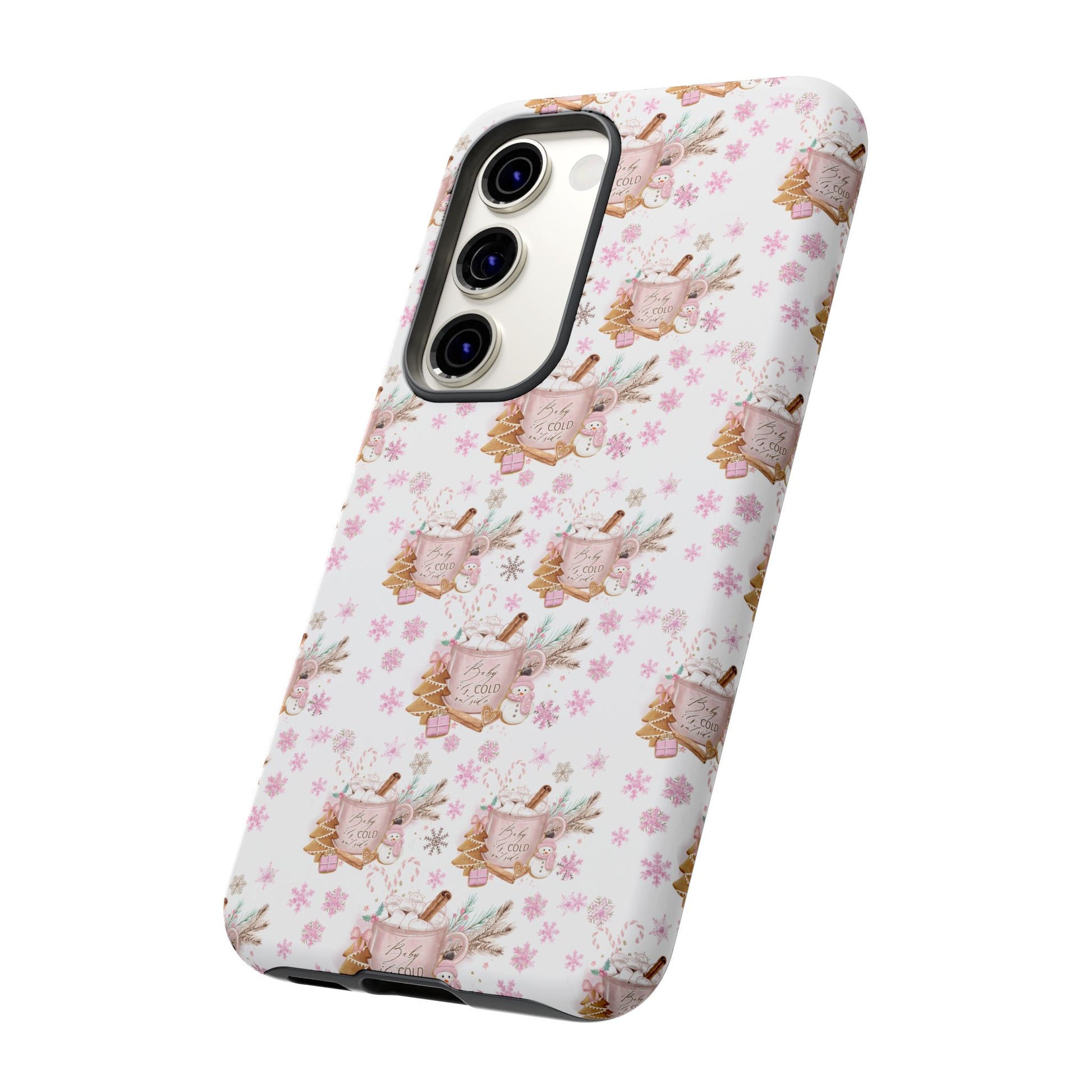 Baby it's Cold Outside Pink and White Phone Case Unique Holiday Protection for Your Device | Stylish & Durable Cover Gift for Her Phone 15, Samsung iPhone Samsung Accessory Gift for Her