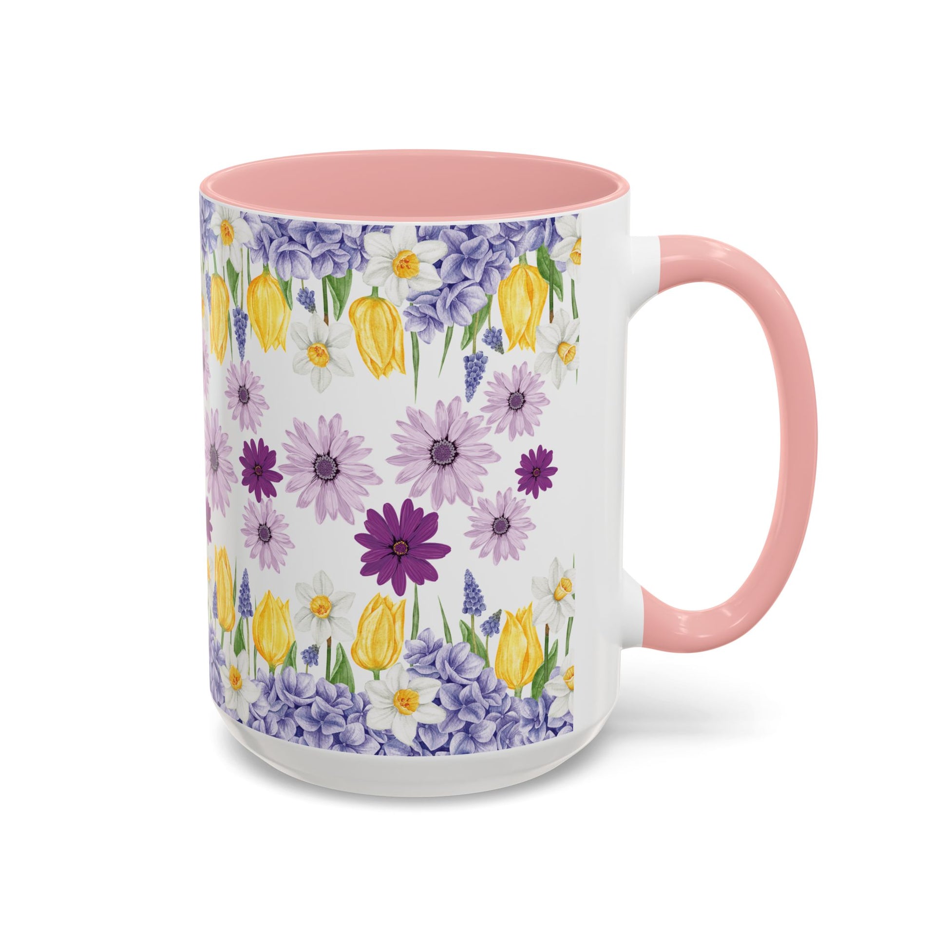 Botanical Floral Mug  Lavender & Yellow Flowers, Ceramic 11oz & 15oz Cup, Ideal Gift for Coffee Lovers, Mother's Day, or Cozy Spring Mornings