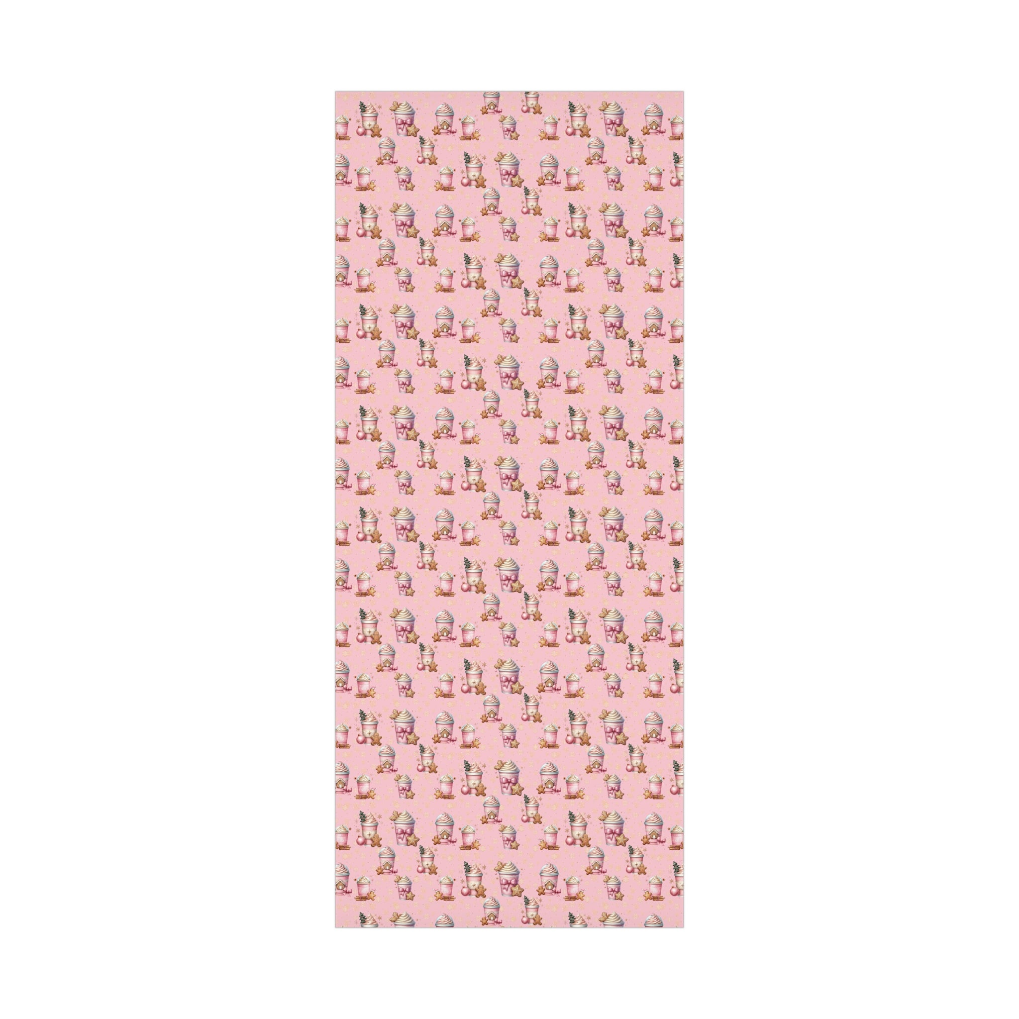 Whimsical Pink Gingerbread People with Coffee Delights Wrapping Paper Festive, Playful, and Perfect for Adding a Sweet Touch to Your Holiday Gifts Moms - MRSBYVALLE