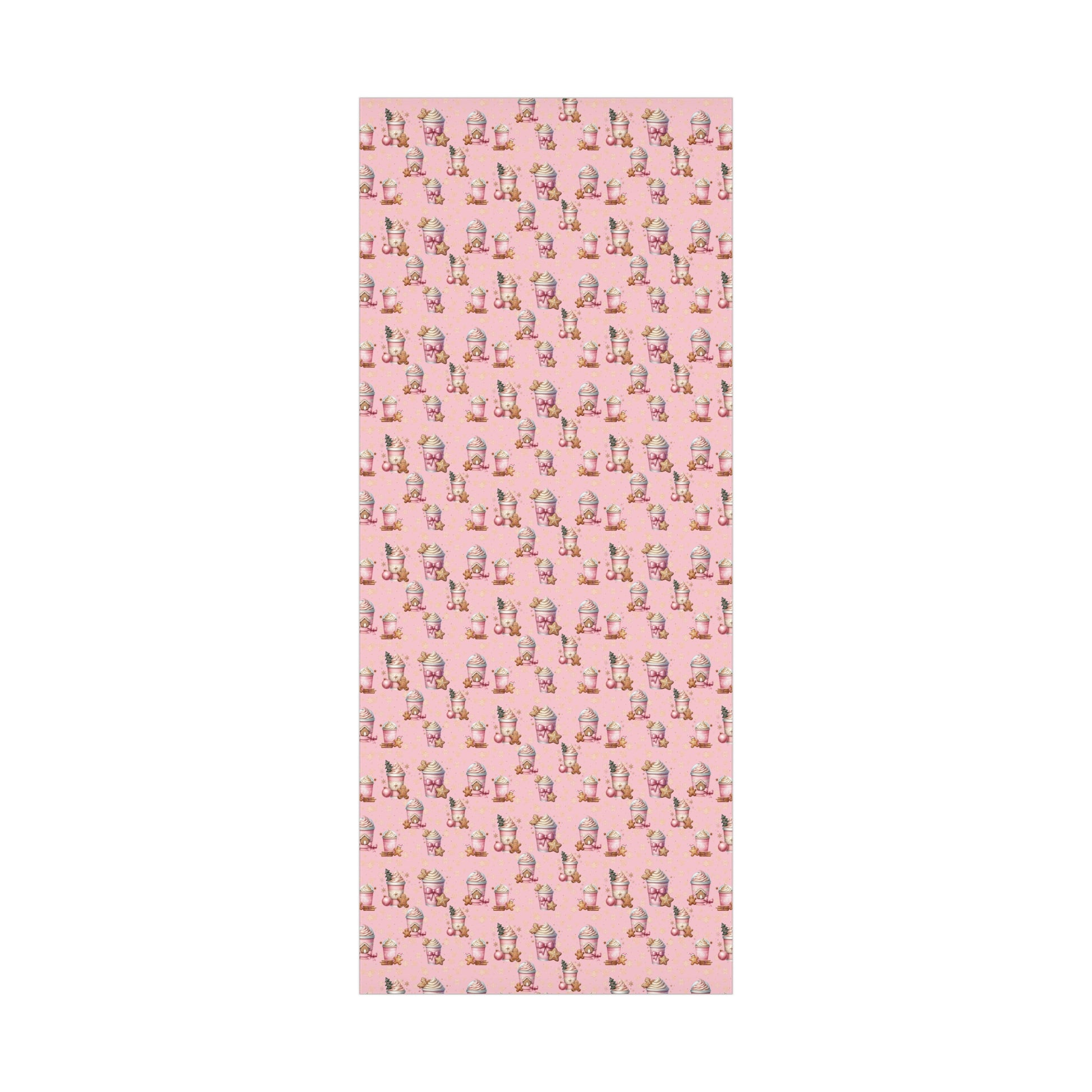 Whimsical Pink Gingerbread People with Coffee Delights Wrapping Paper Festive, Playful, and Perfect for Adding a Sweet Touch to Your Holiday Gifts Moms - MRSBYVALLE