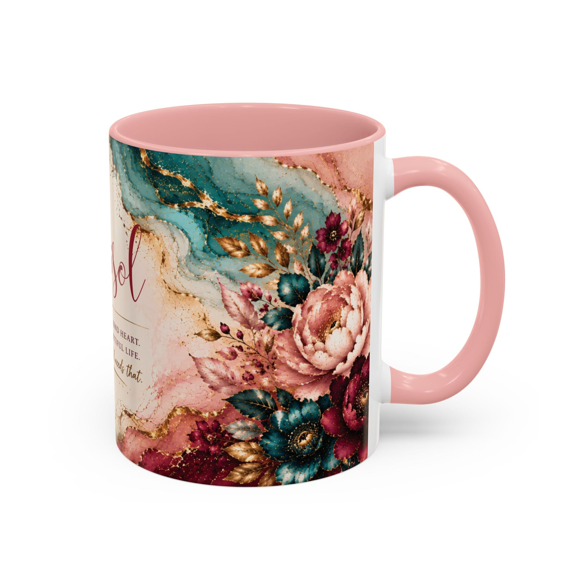 Personalized Name Mug for Women, Inspirational Color Handle Coffee Mug, 11 oz or 15 oz Gift for Her