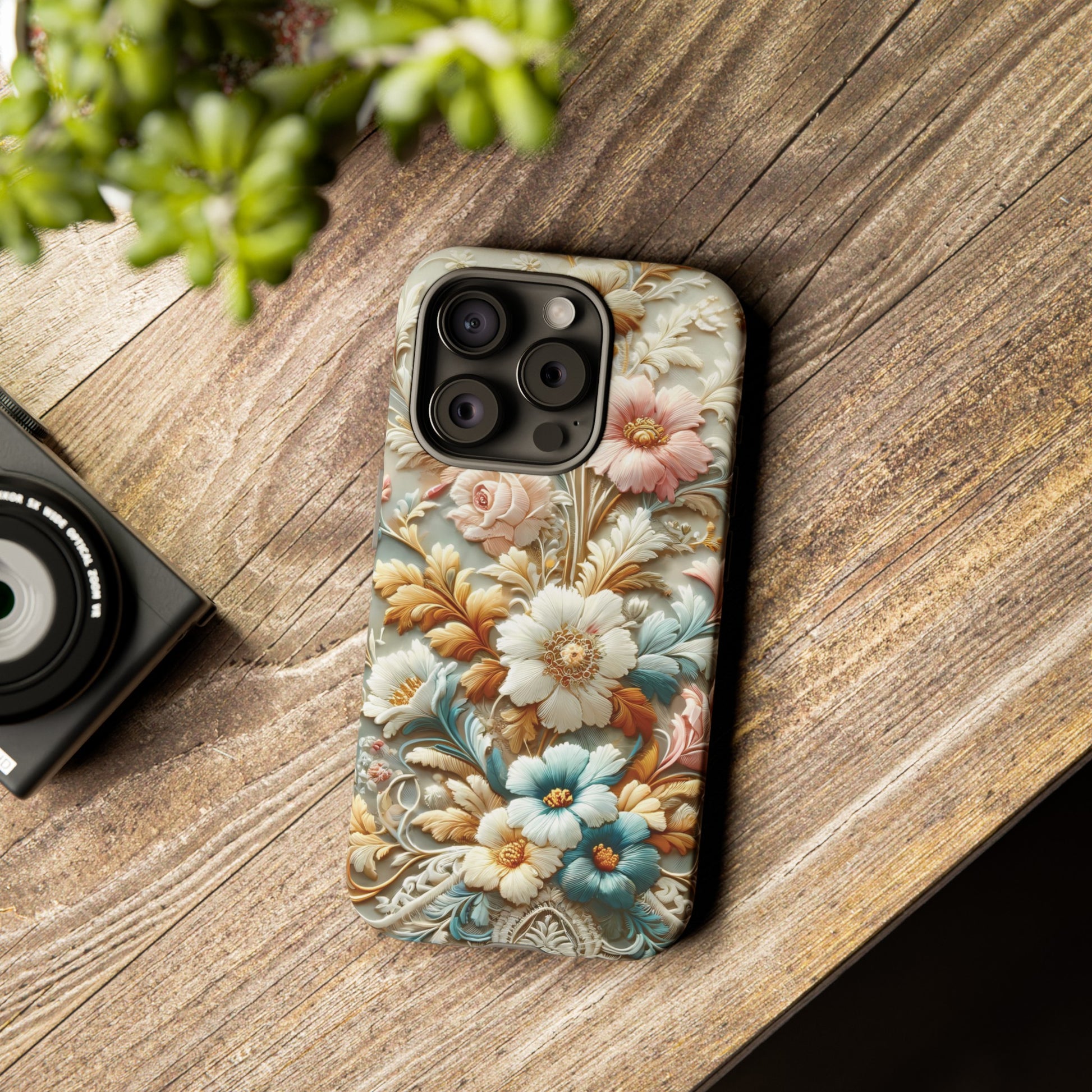 3D Elegant Faux Flowers Phone Case Stylish & Durable for iPhone Samsung Gift iPhone 15, 14, 13 Samsung Pixel Gift for Mom Accessory Gift for Her