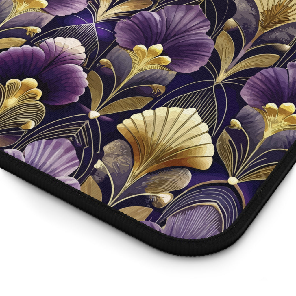 Art Deco Purple & Gold Desk Mat — Royal Decorative Desk Pad