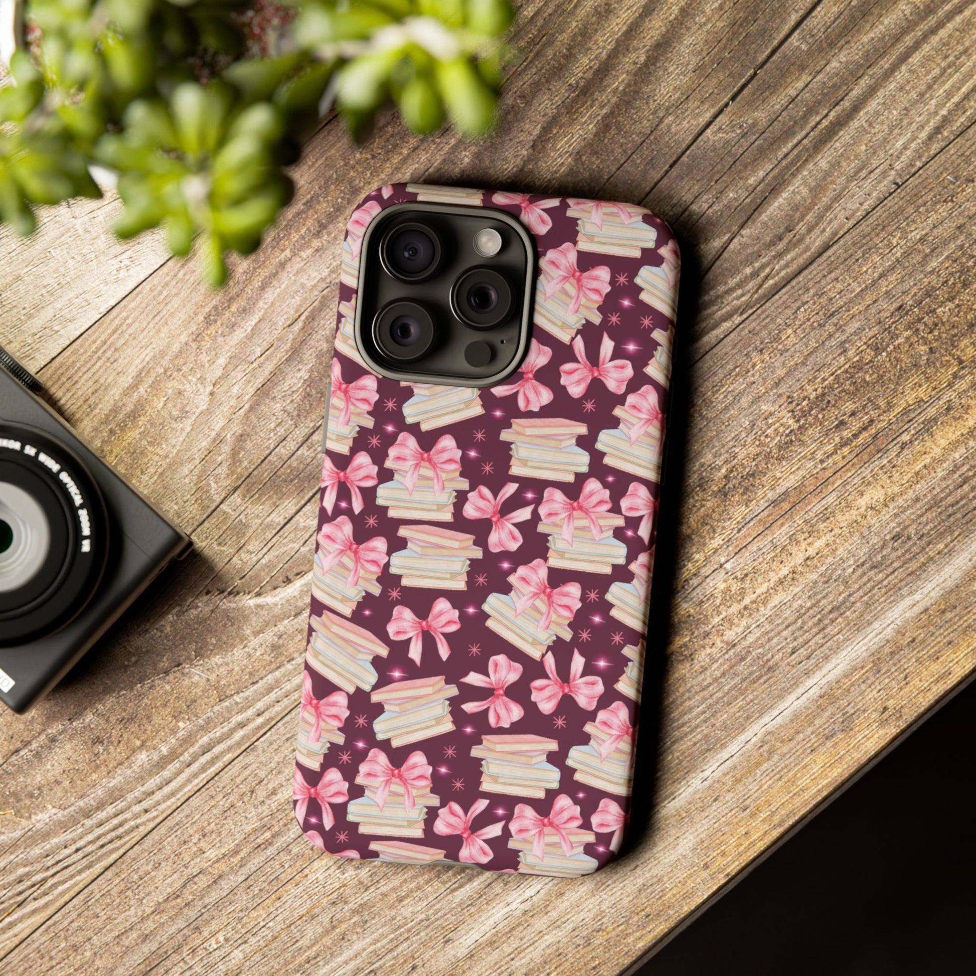 Coquette Pink Bows & Books Phone Case for iPhone 16 15 14 13 12  21 23 Samsung, and Pixel | Stylish Protective Cover Gift for Her Perfect for Floral Lover