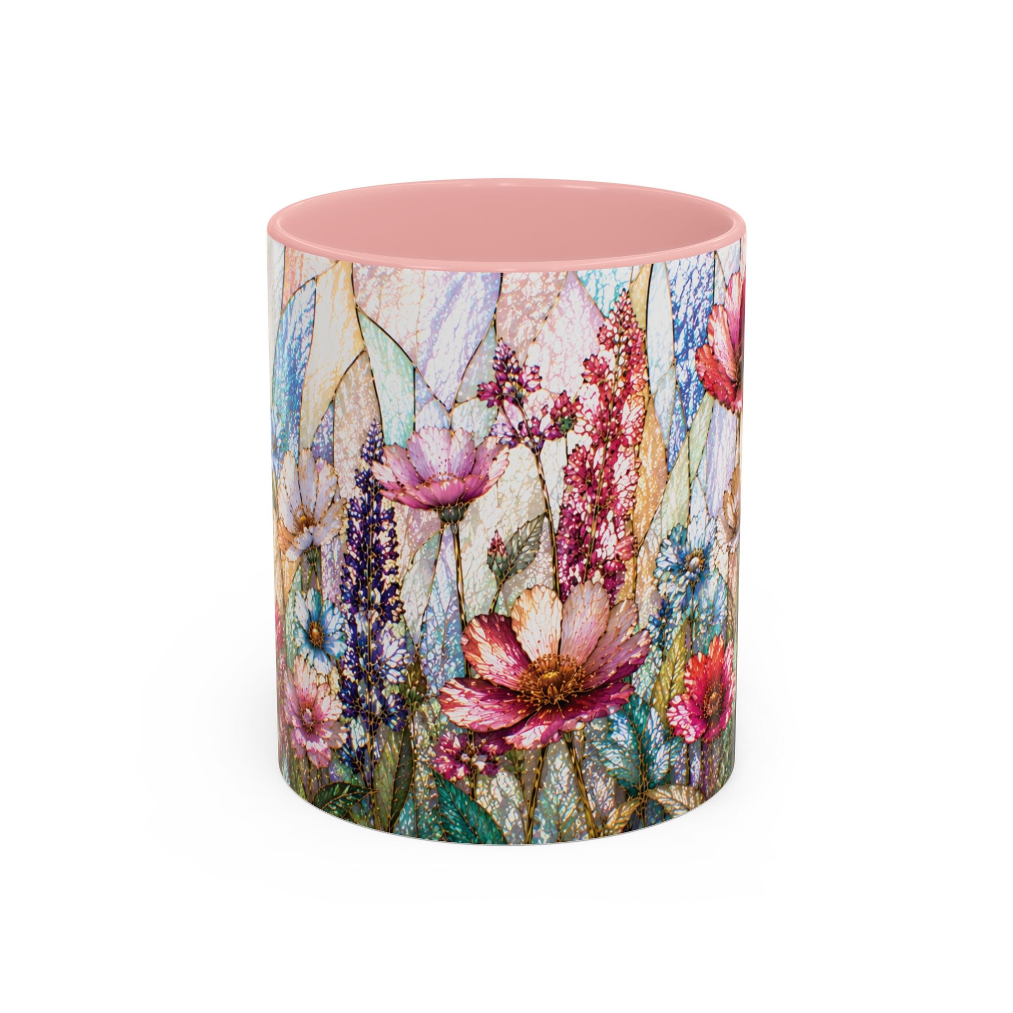 Wildflower Watercolor Coffee Mug Vibrant Wildflower Accent 11/15oz Stain Glass Illusion