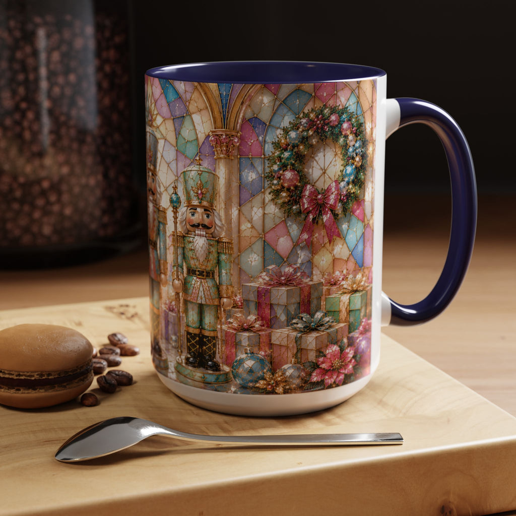 Nutcracker Christmas Coffee Mug – Festive Stained-Glass Holiday Accent Cup (11/15oz) Gift for Her