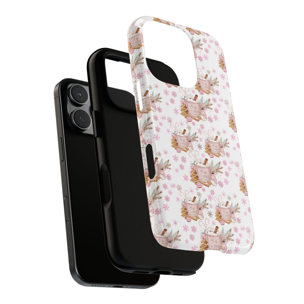 Baby it's Cold Outside Pink and White Phone Case Unique Holiday Protection for Your Device | Stylish & Durable Cover Gift for Her Phone 15, Samsung iPhone Samsung Accessory Gift for Her