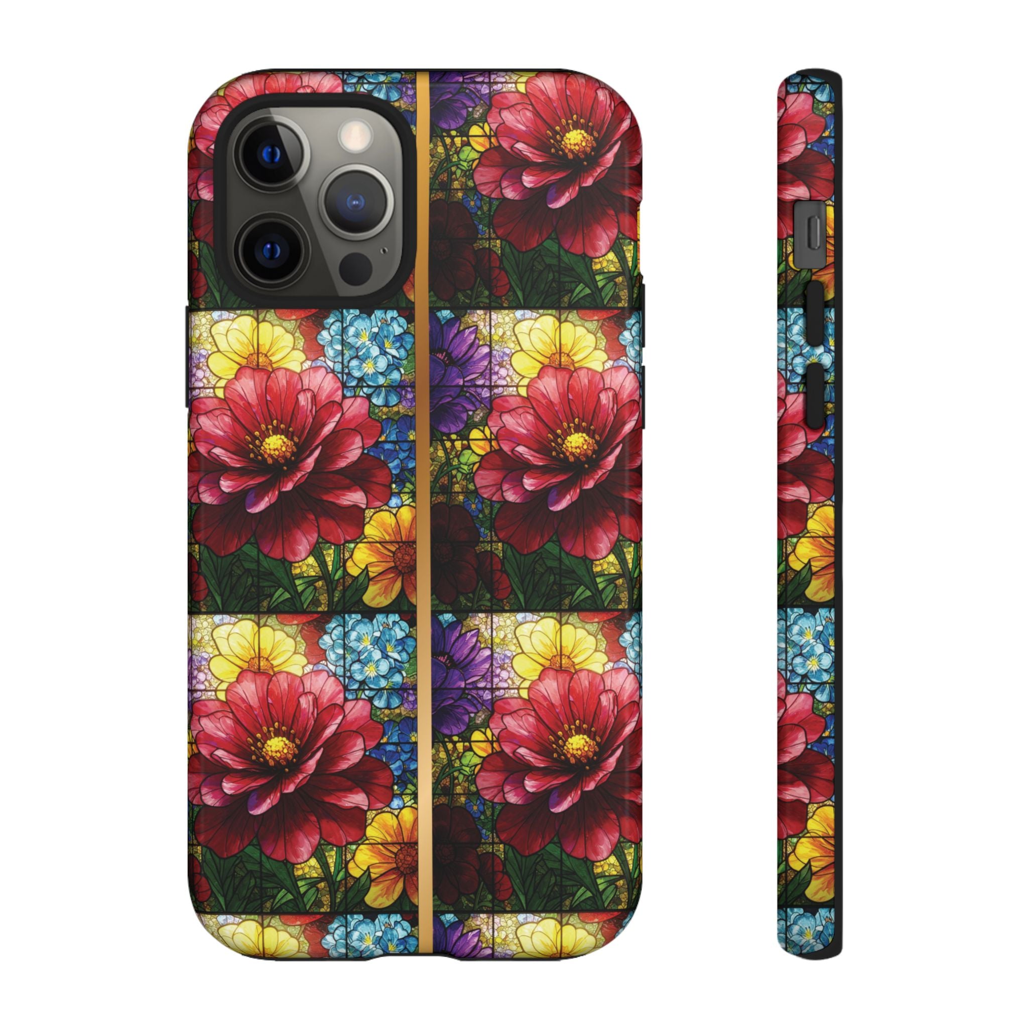 Stained Glass Illusion Floral Phone Case  3D Colorful Flower Design, Protective Christian Gift, Fits iPhone, Samsung, Google Pixel