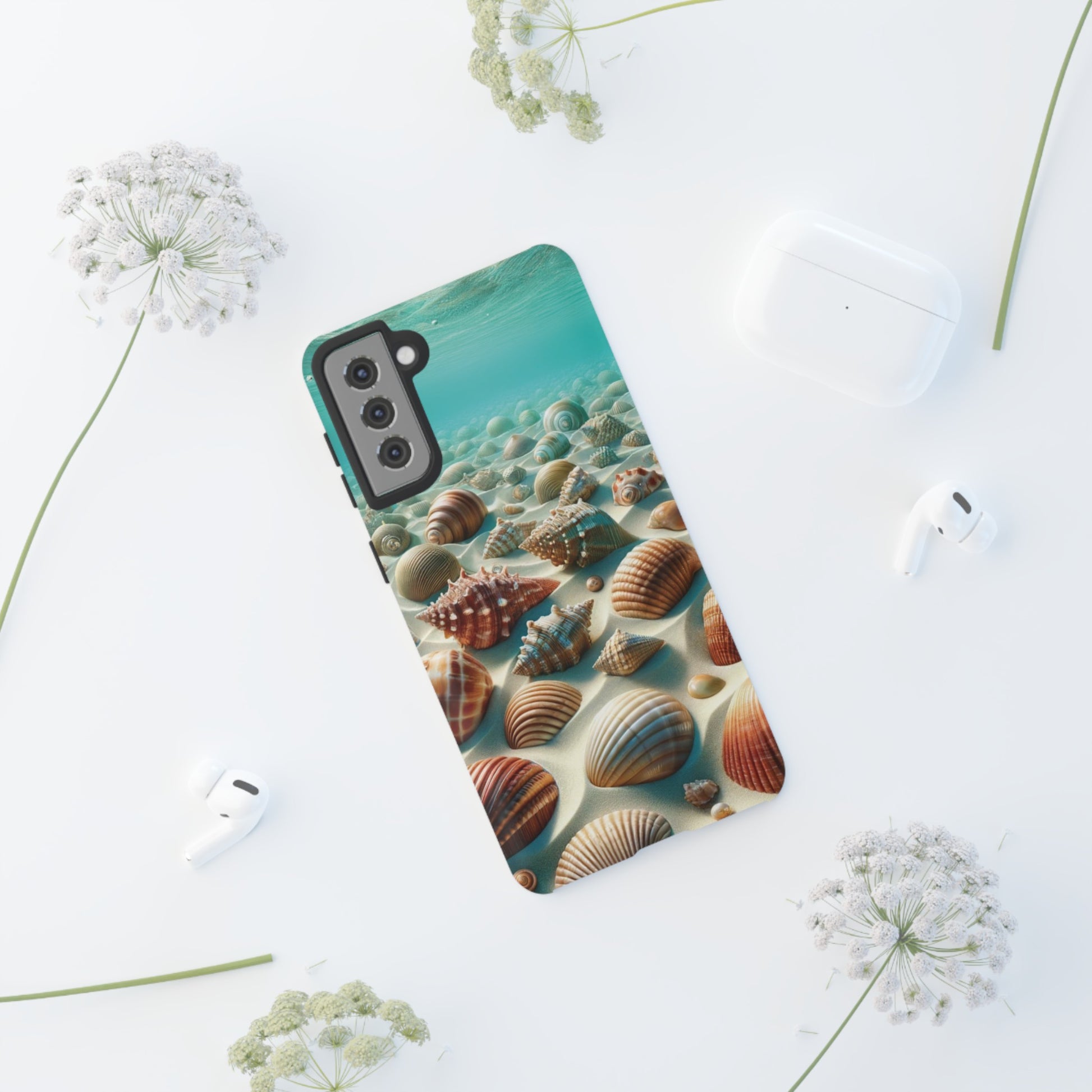 Plush Ocean Bliss Turquoise Seashell Ocean Beach View Protective Phone Case Gift for Her Phone 15, Samsung iPhone Samsung Gift for Her Case iPhone 15, Samsung iPhone Samsung Accessory Gift for Her.