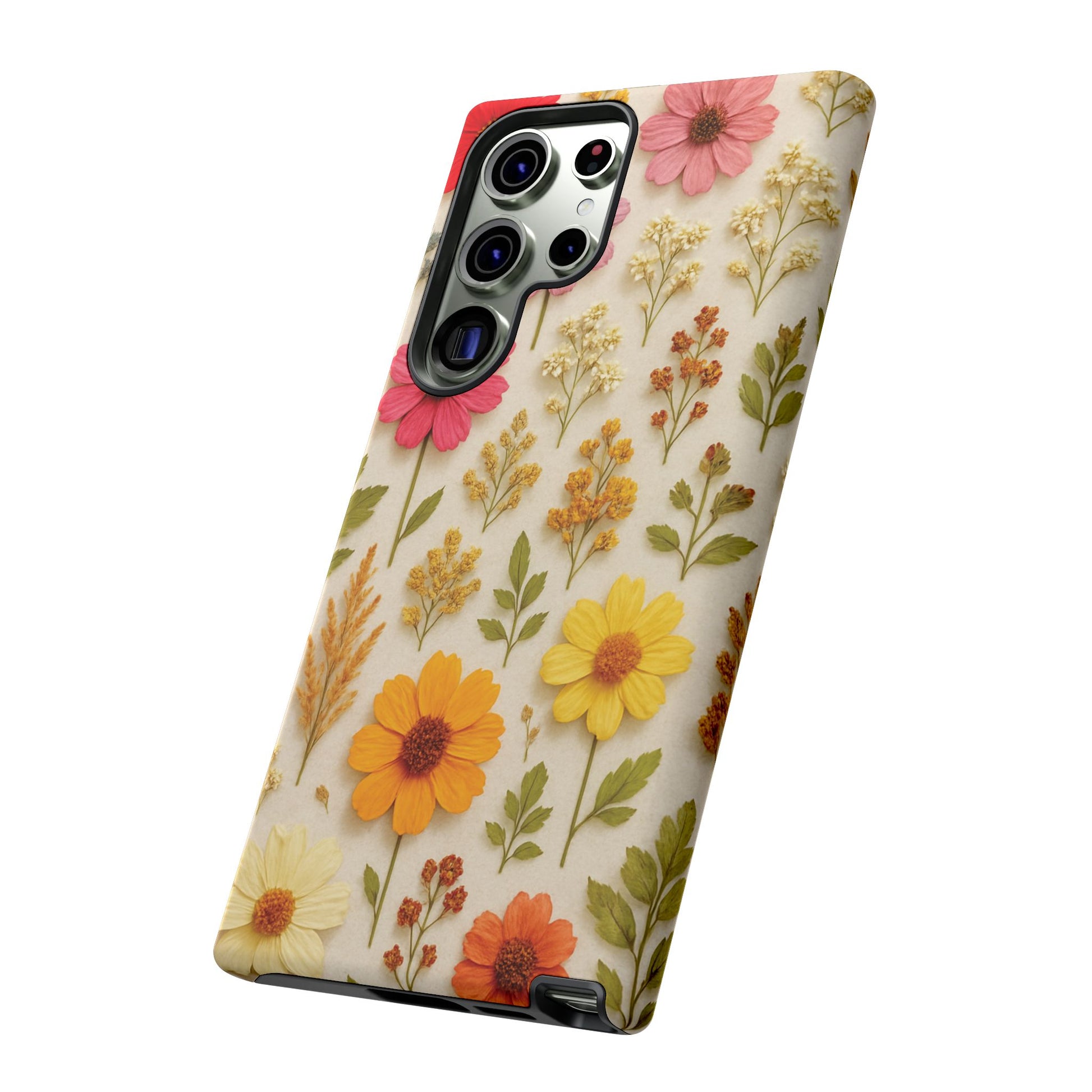 Dried Flowers Illusion Phone Case – Realistic Botanical Aesthetic, Colorful Pressed Floral Art, Trendy Nature-Inspired Protective Cover  iPhone & Samsung Models