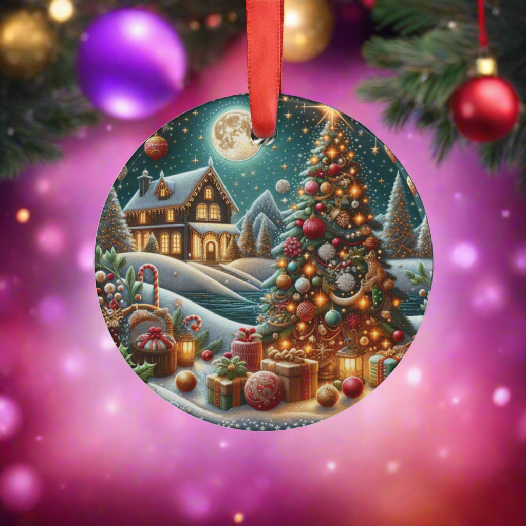 Christmas Acrylic Ornament Elegant Design Ornament with Ribbon Perfect Christmas Decoration | Durable Holiday Keepsake | Charming Winter Design | Ideal for Tree Trimming and Gift Giving - MRSBYVALLE