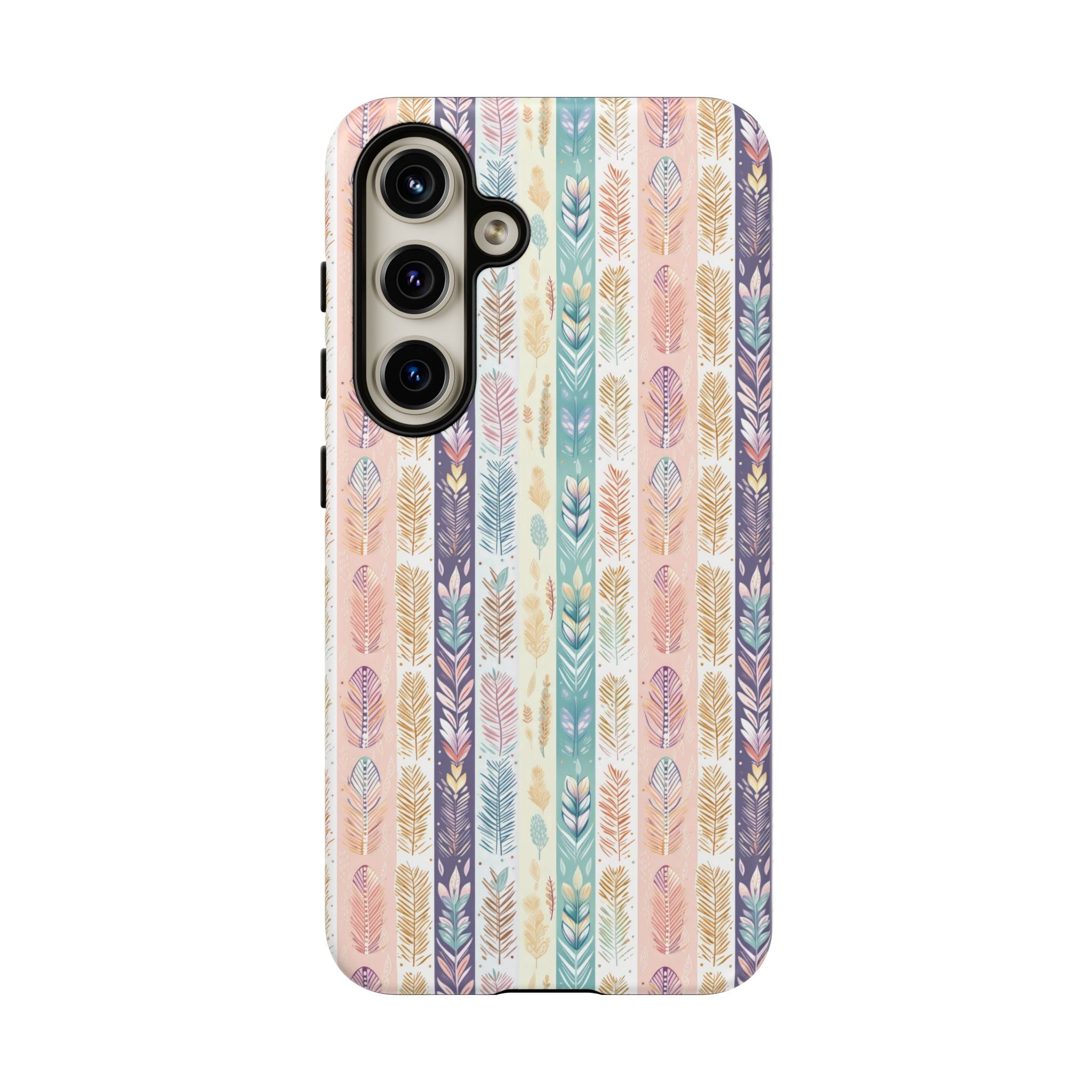 Boho Pastel Feathers Modern Watercolor Abstract Phone Case Compatible with iPhone, Samsung & More - Stylish, Durable Protection with Vibrant Artistic Design Perfect Gift for Her