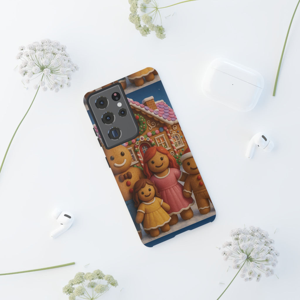 Coque de téléphone esthétique Famille en Pain d'Épices – Design d'inspiration vintage sur le thème de Noël – Étui stylé pour modèles iPhone et Samsung Galaxy