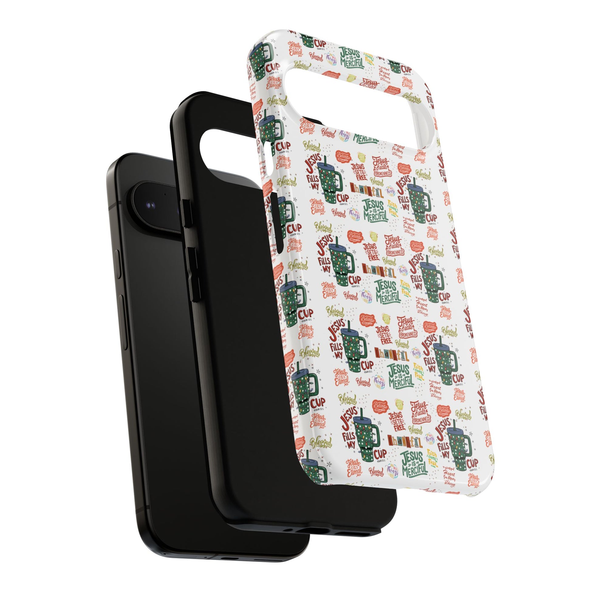 Jesus Fill My Cup Phone Case Cute Floral Design in Red, Pink, Blue – Aesthetic Protective Case for iPhone and  Android