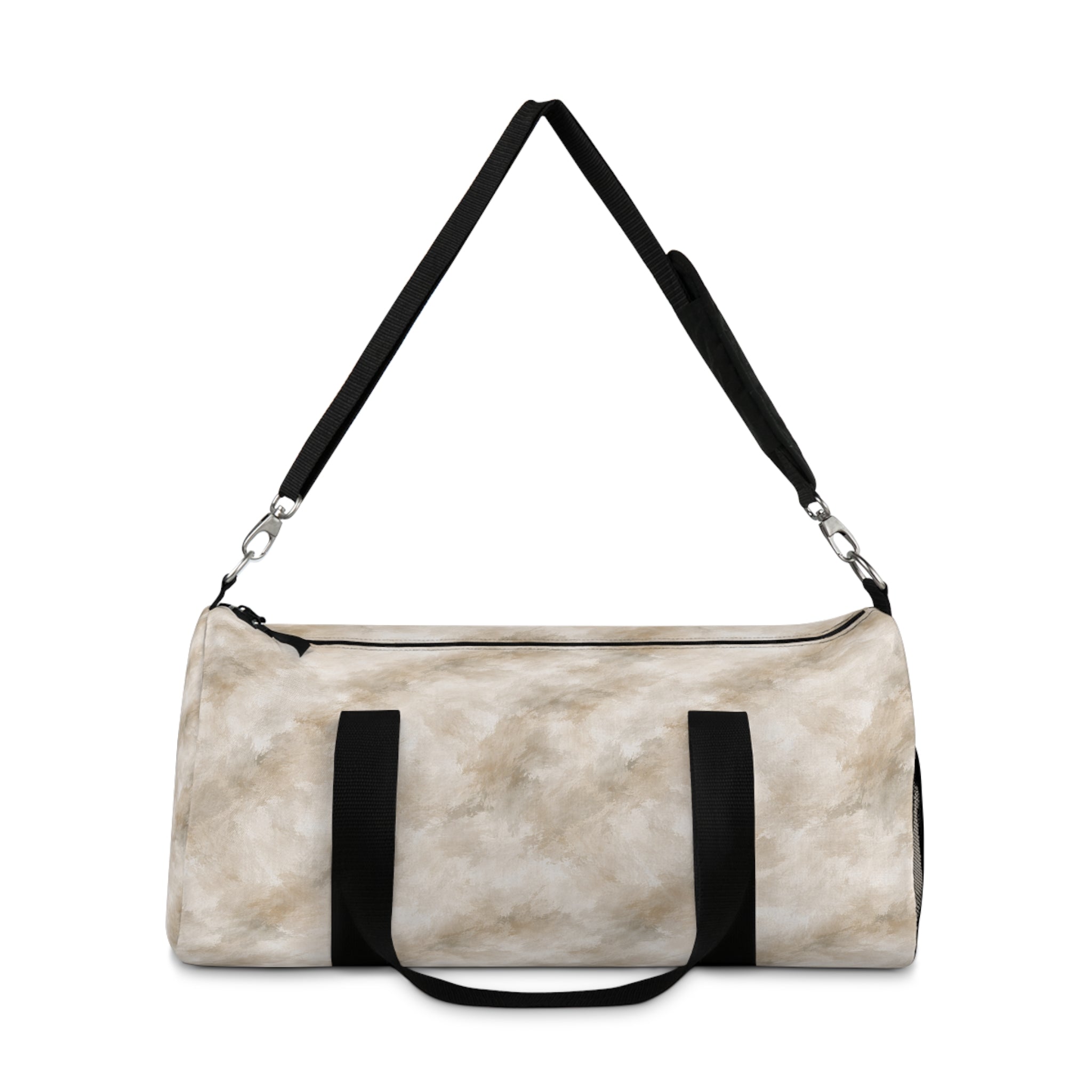 Neutral Marble Print Duffel Bag — Travel Gym Weekend Tote