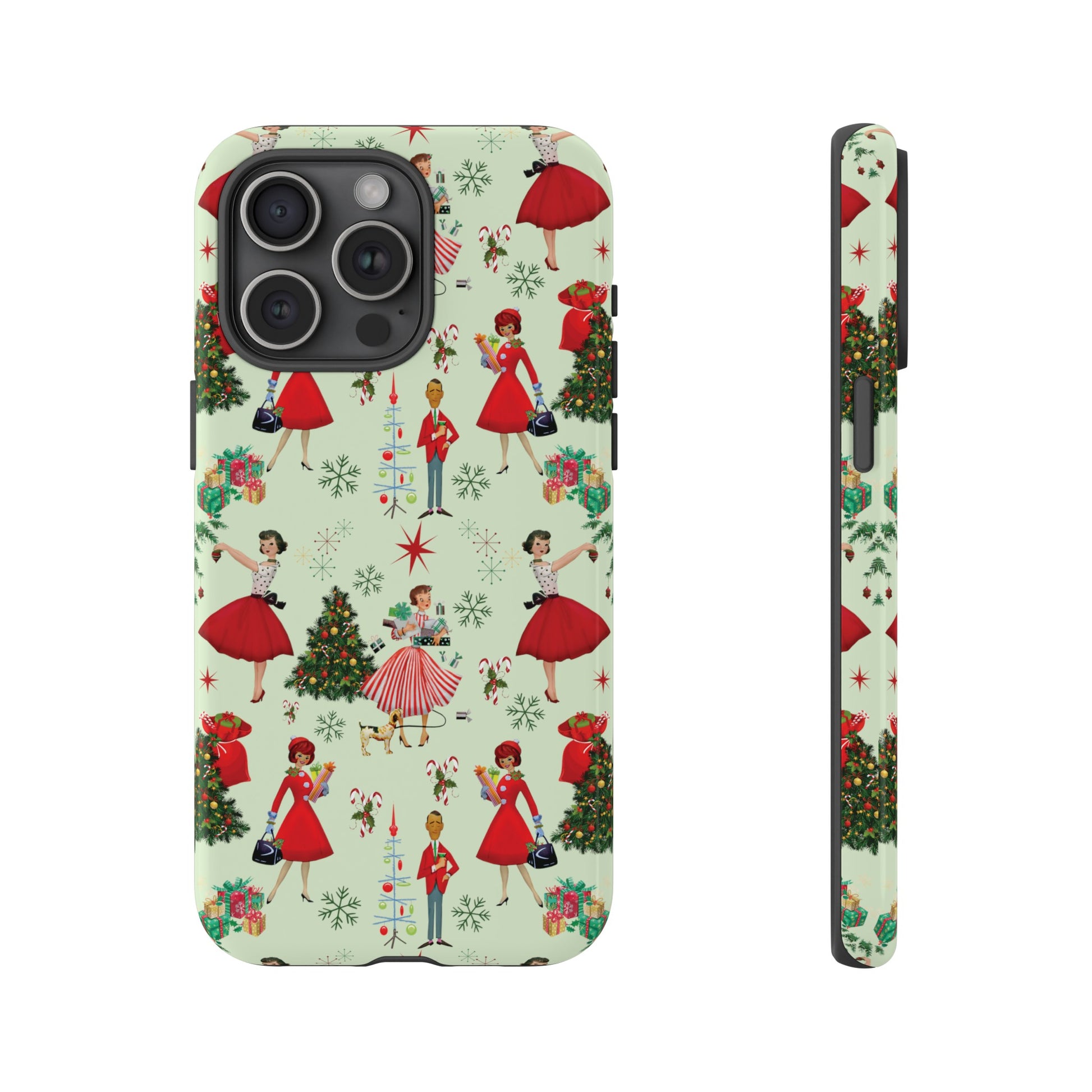 1950s Vintage Phone Case - Retro Christmas Design | Unique Holiday Protection for Your Device | Stylish & Durable Cover Gift for Her Phone 15, Samsung iPhone Samsung Accessory Gift for Her