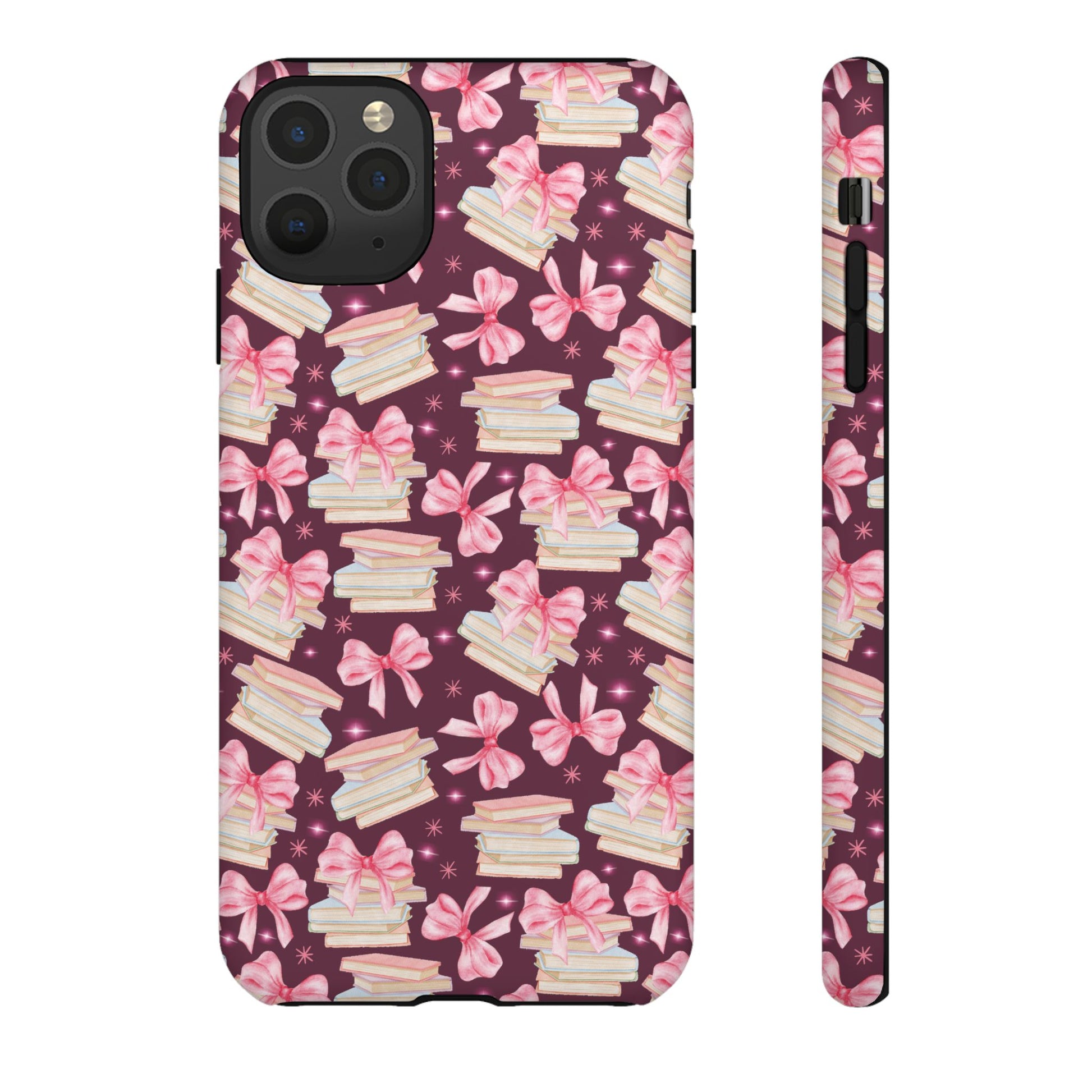Coquette Pink Bows & Books Phone Case for iPhone 16 15 14 13 12  21 23 Samsung, and Pixel | Stylish Protective Cover Gift for Her Perfect for Floral Lover